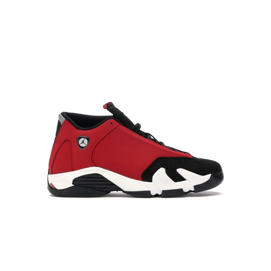 Jordan 14 Retro Gym Red Toro (GS) - Image 1 - Only at www.BallersClubKickz.com - Introducing the Air Jordan 14 Retro Toro GS – perfect for young grade schoolers. Combining black and red suede, Zoom Air cushioning and a Jumpman logo. Get yours on 2 July for $140!