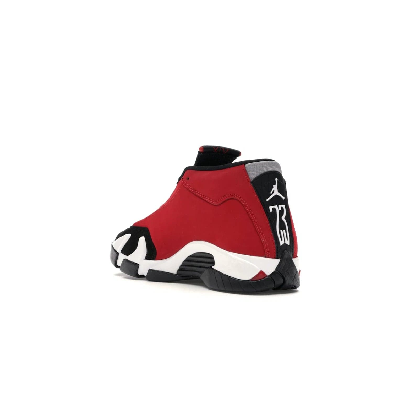 Jordan 14 Retro Gym Red Toro (GS) - Image 24 - Only at www.BallersClubKickz.com - Introducing the Air Jordan 14 Retro Toro GS – perfect for young grade schoolers. Combining black and red suede, Zoom Air cushioning and a Jumpman logo. Get yours on 2 July for $140!