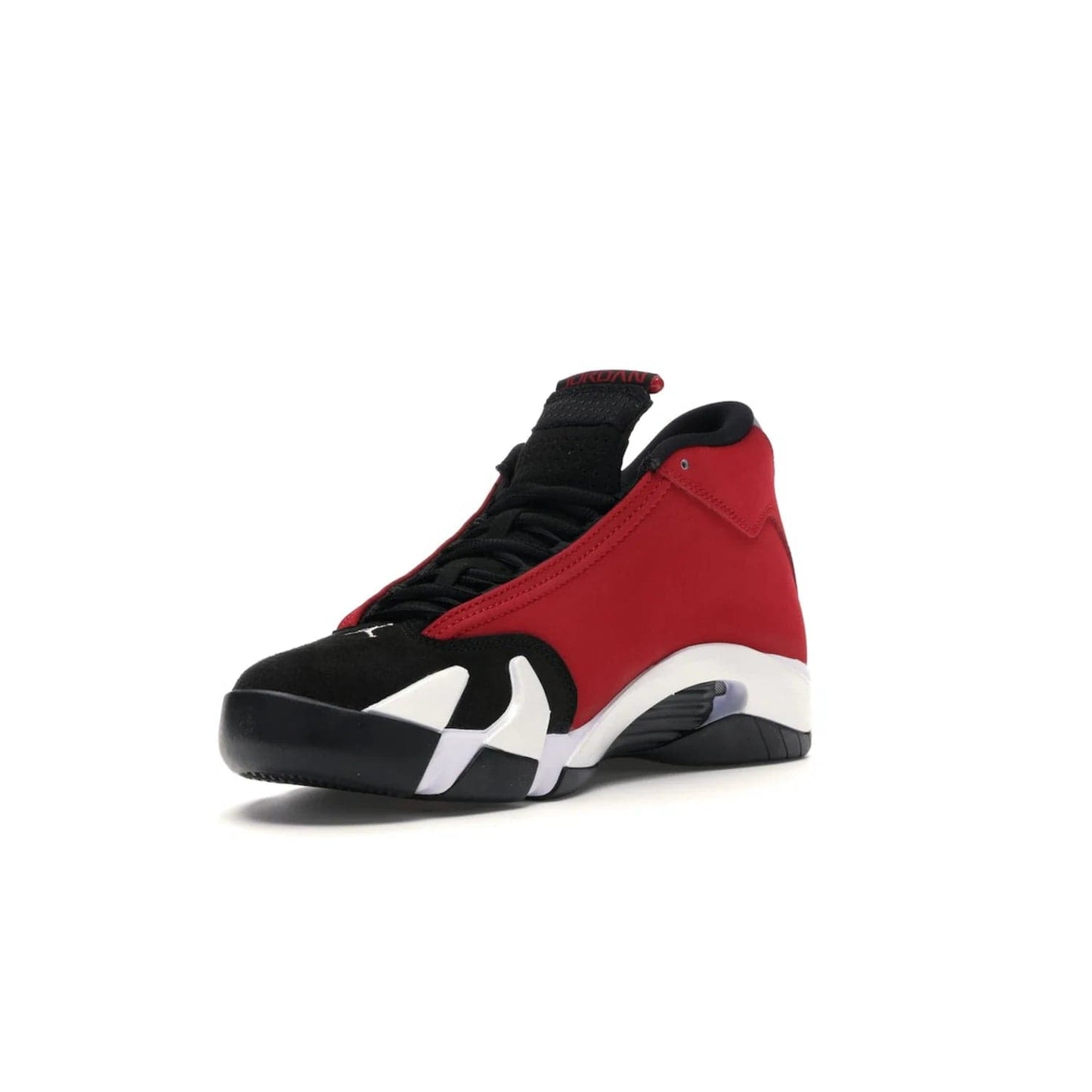 Jordan 14 Retro Gym Red Toro - Image 14 - Only at www.BallersClubKickz.com - Feel the Chicago Bulls energy with the Jordan 14 Retro Gym Red Toro! Black, red, and white design unites performance and fashion. Get your hands on this limited edition Jordan and show off your style today.