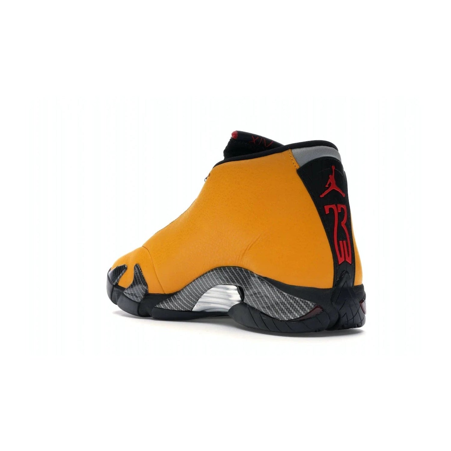 Jordan 14 Retro University Gold - Image 24 - Only at www.BallersClubKickz.com - Air Jordan 14 Retro University Gold: High-quality leather sneaker with Jumpman, tongue & heel logos. Zoom Air units & herringbone traction for superior comfort. University Gold outsole for stylish streetwear.