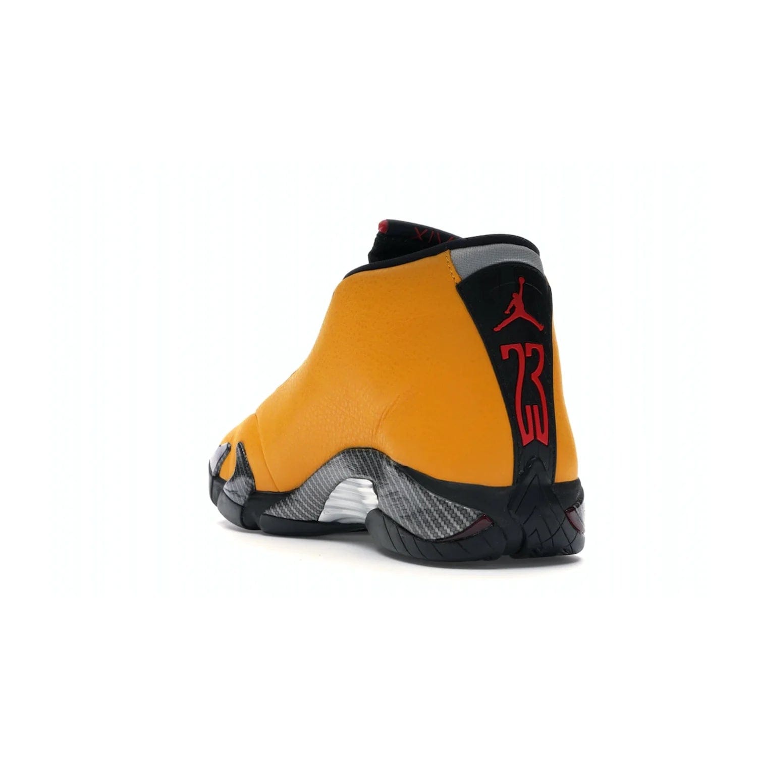 Jordan 14 Retro University Gold - Image 25 - Only at www.BallersClubKickz.com - Air Jordan 14 Retro University Gold: High-quality leather sneaker with Jumpman, tongue & heel logos. Zoom Air units & herringbone traction for superior comfort. University Gold outsole for stylish streetwear.
