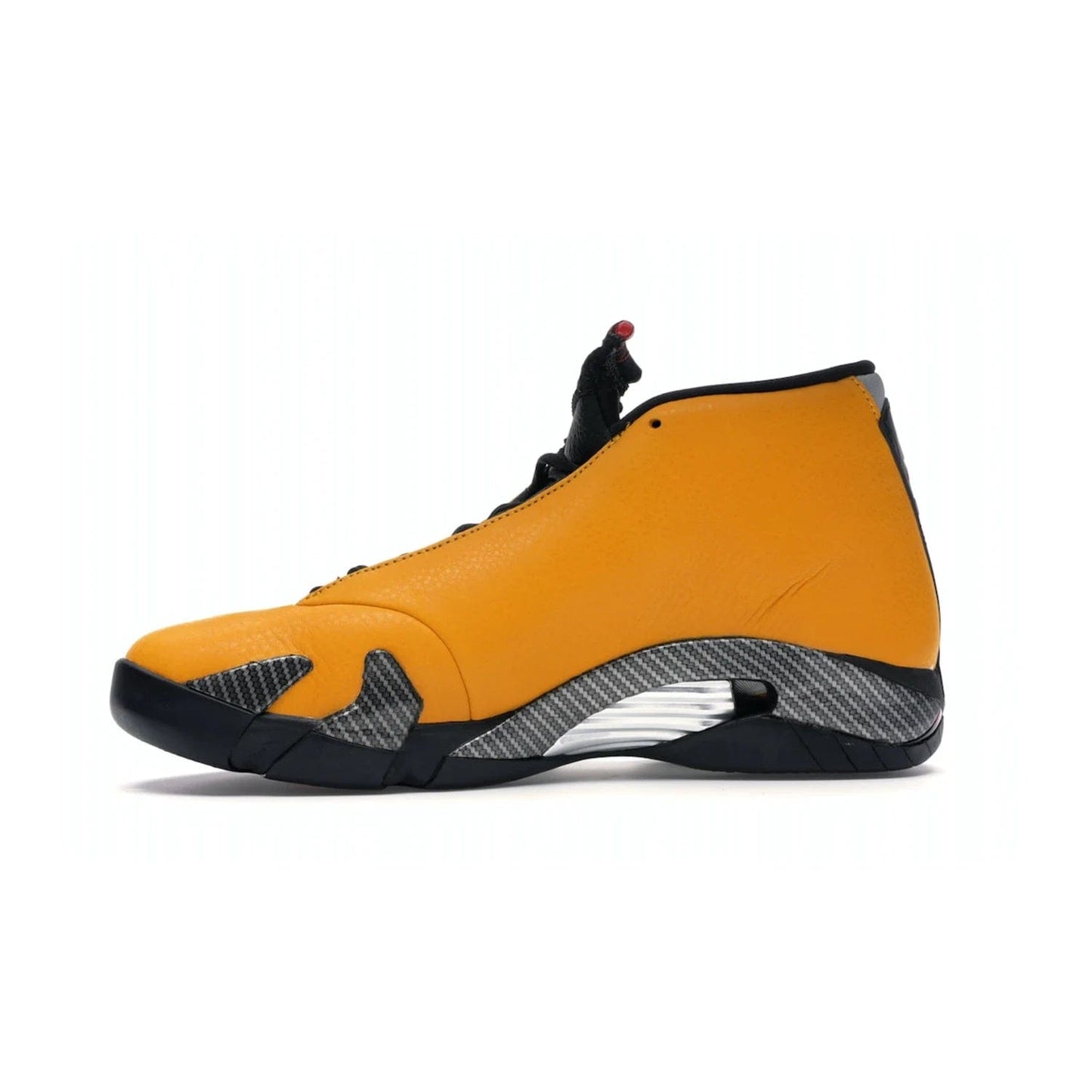 Jordan 14 Retro University Gold - Image 18 - Only at www.BallersClubKickz.com - Air Jordan 14 Retro University Gold: High-quality leather sneaker with Jumpman, tongue & heel logos. Zoom Air units & herringbone traction for superior comfort. University Gold outsole for stylish streetwear.