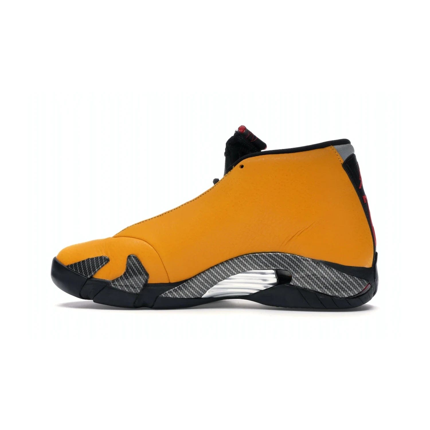 Jordan 14 Retro University Gold - Image 20 - Only at www.BallersClubKickz.com - Air Jordan 14 Retro University Gold: High-quality leather sneaker with Jumpman, tongue & heel logos. Zoom Air units & herringbone traction for superior comfort. University Gold outsole for stylish streetwear.