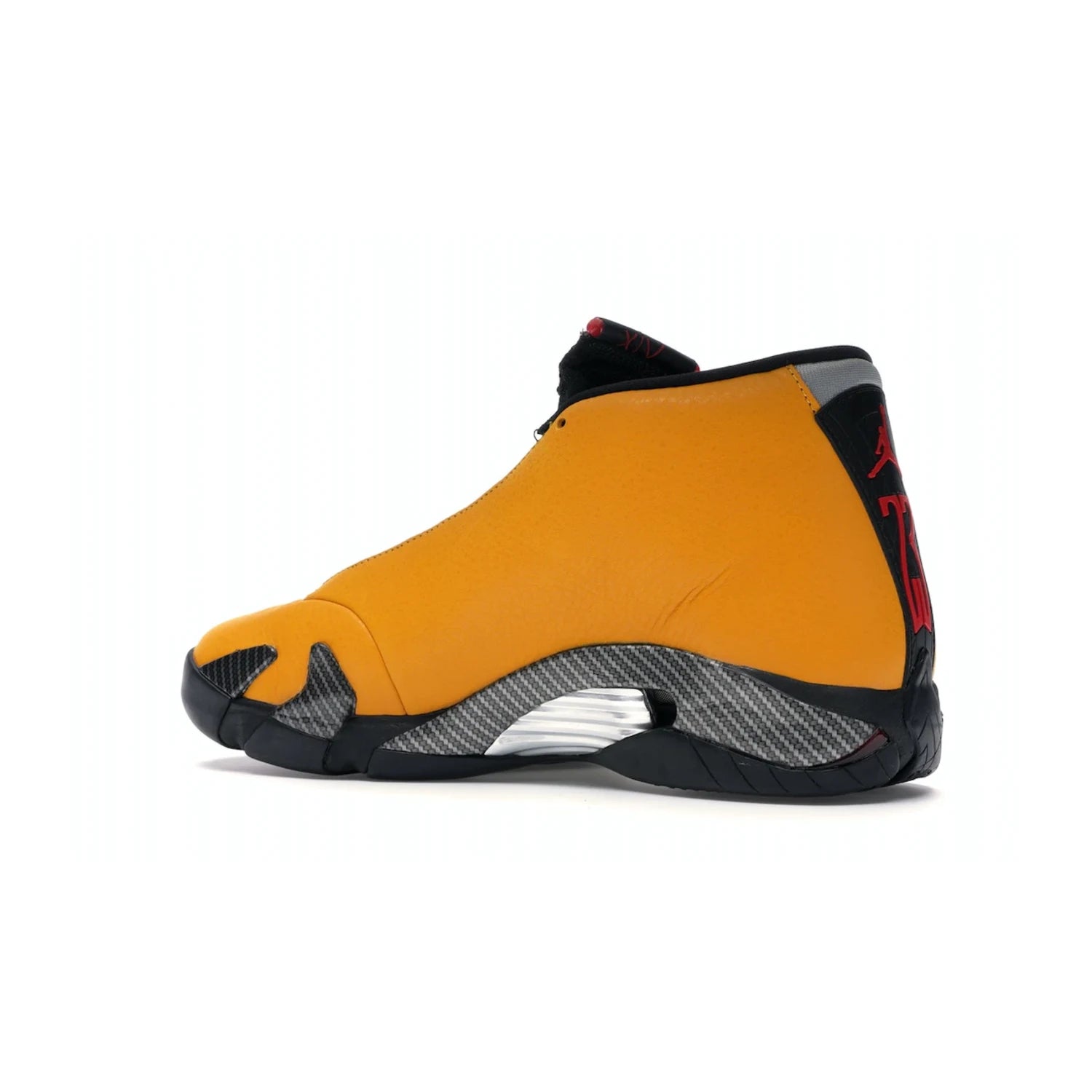 Jordan 14 Retro University Gold - Image 22 - Only at www.BallersClubKickz.com - Air Jordan 14 Retro University Gold: High-quality leather sneaker with Jumpman, tongue & heel logos. Zoom Air units & herringbone traction for superior comfort. University Gold outsole for stylish streetwear.