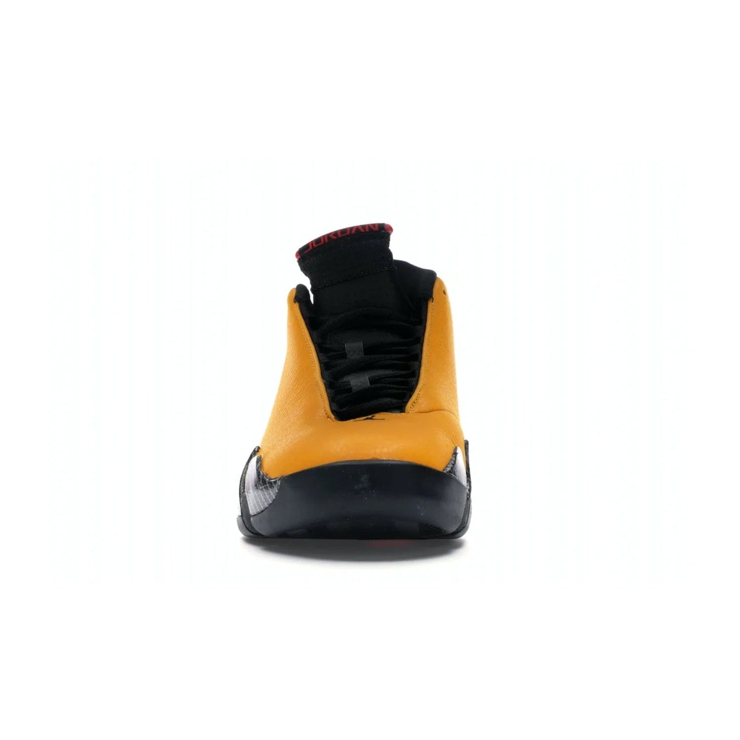 Jordan 14 Retro University Gold - Image 10 - Only at www.BallersClubKickz.com - Air Jordan 14 Retro University Gold: High-quality leather sneaker with Jumpman, tongue & heel logos. Zoom Air units & herringbone traction for superior comfort. University Gold outsole for stylish streetwear.