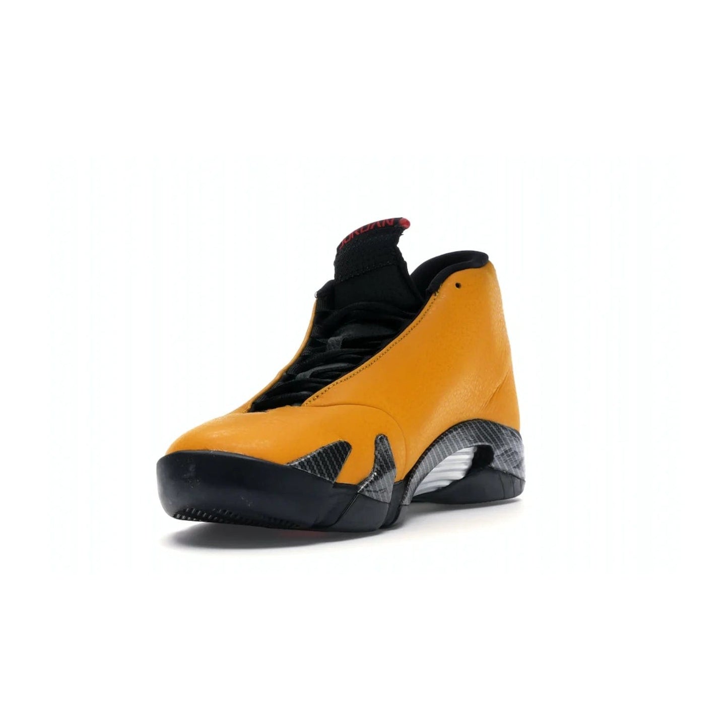 Jordan 14 Retro University Gold - Image 13 - Only at www.BallersClubKickz.com - Air Jordan 14 Retro University Gold: High-quality leather sneaker with Jumpman, tongue & heel logos. Zoom Air units & herringbone traction for superior comfort. University Gold outsole for stylish streetwear.
