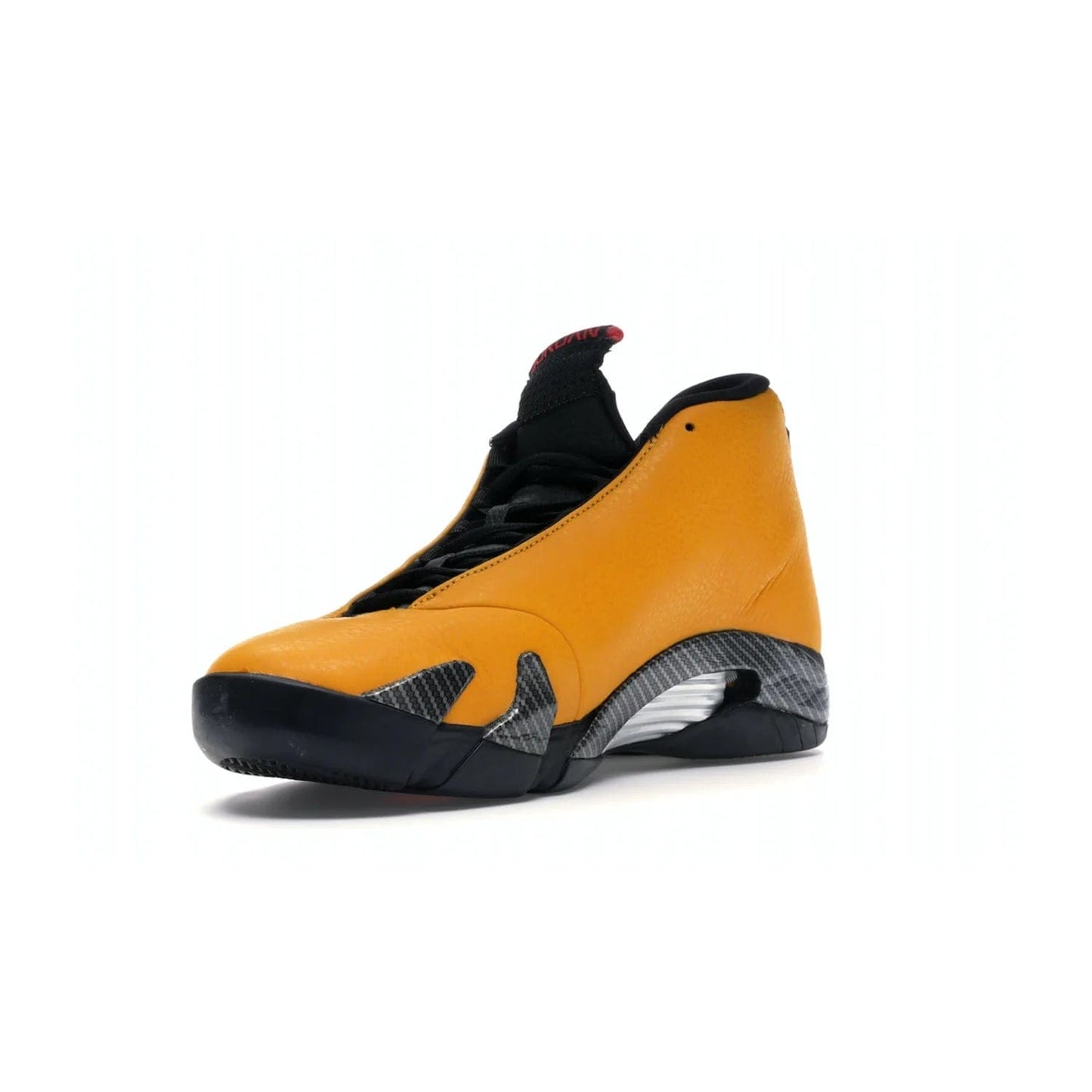 Jordan 14 Retro University Gold - Image 14 - Only at www.BallersClubKickz.com - Air Jordan 14 Retro University Gold: High-quality leather sneaker with Jumpman, tongue & heel logos. Zoom Air units & herringbone traction for superior comfort. University Gold outsole for stylish streetwear.