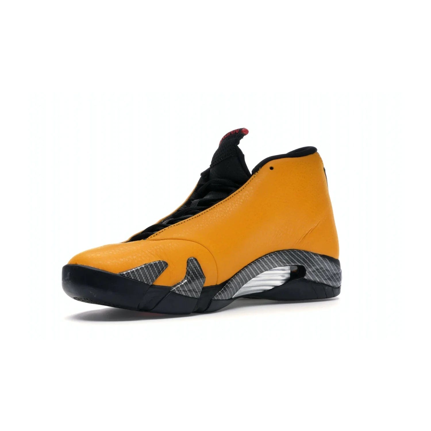 Jordan 14 Retro University Gold - Image 15 - Only at www.BallersClubKickz.com - Air Jordan 14 Retro University Gold: High-quality leather sneaker with Jumpman, tongue & heel logos. Zoom Air units & herringbone traction for superior comfort. University Gold outsole for stylish streetwear.