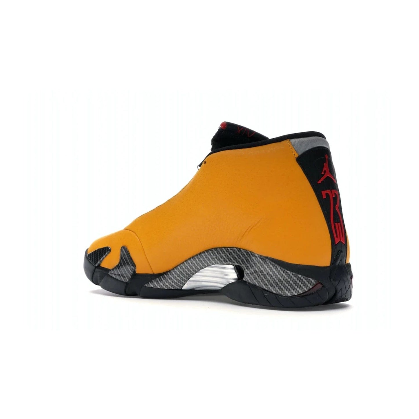 Jordan 14 Retro University Gold - Image 23 - Only at www.BallersClubKickz.com - Air Jordan 14 Retro University Gold: High-quality leather sneaker with Jumpman, tongue & heel logos. Zoom Air units & herringbone traction for superior comfort. University Gold outsole for stylish streetwear.