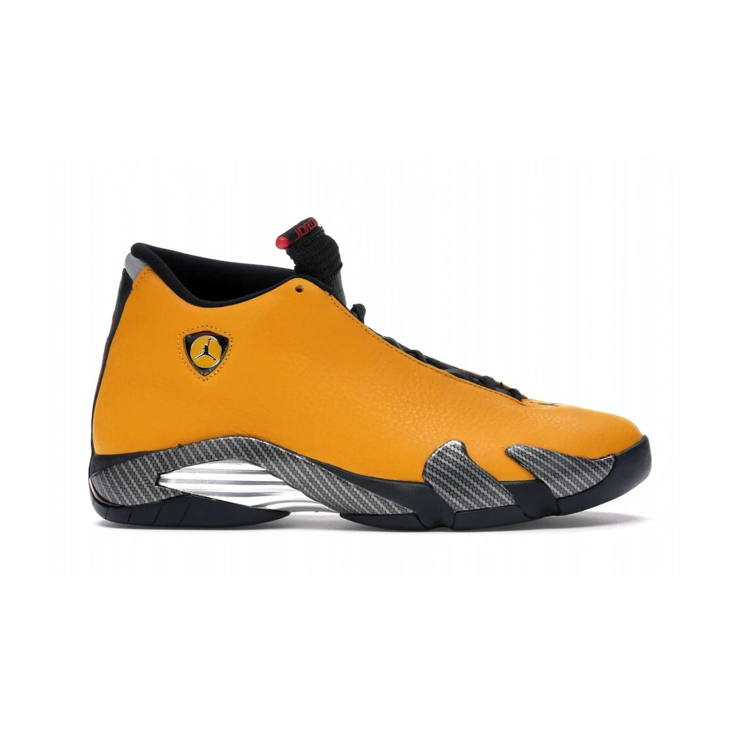 Jordan 14 Retro University Gold - Image 1 - Only at www.BallersClubKickz.com - Air Jordan 14 Retro University Gold: High-quality leather sneaker with Jumpman, tongue & heel logos. Zoom Air units & herringbone traction for superior comfort. University Gold outsole for stylish streetwear.