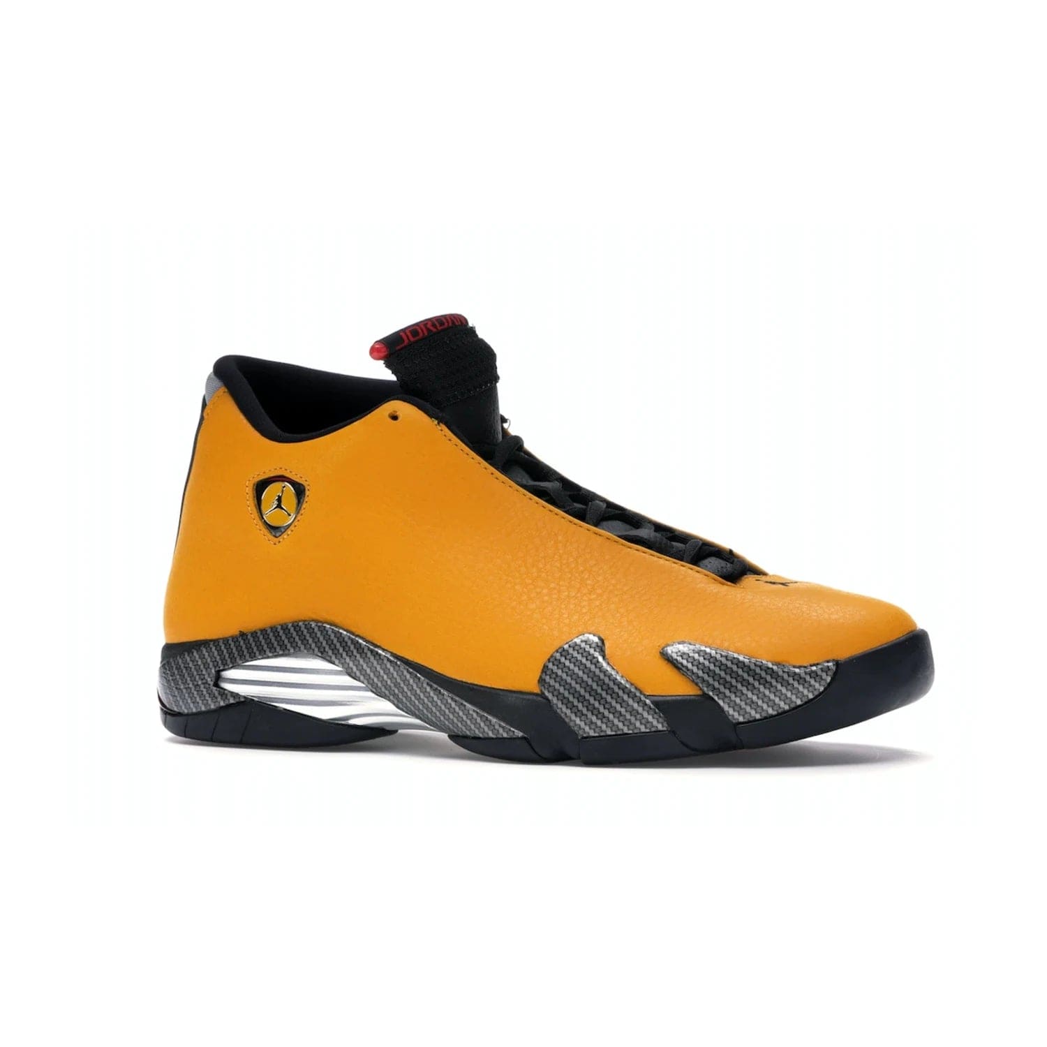 Jordan 14 Retro University Gold - Image 3 - Only at www.BallersClubKickz.com - Air Jordan 14 Retro University Gold: High-quality leather sneaker with Jumpman, tongue & heel logos. Zoom Air units & herringbone traction for superior comfort. University Gold outsole for stylish streetwear.