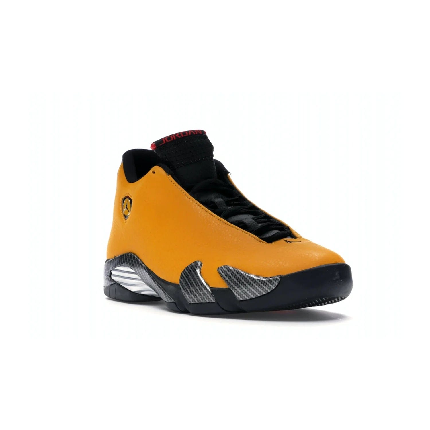 Jordan 14 Retro University Gold - Image 6 - Only at www.BallersClubKickz.com - Air Jordan 14 Retro University Gold: High-quality leather sneaker with Jumpman, tongue & heel logos. Zoom Air units & herringbone traction for superior comfort. University Gold outsole for stylish streetwear.