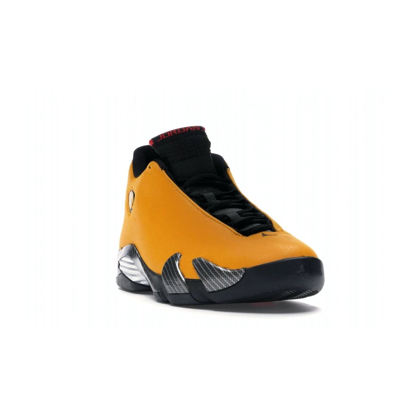 Jordan 14 Retro University Gold - Image 7 - Only at www.BallersClubKickz.com - Air Jordan 14 Retro University Gold: High-quality leather sneaker with Jumpman, tongue & heel logos. Zoom Air units & herringbone traction for superior comfort. University Gold outsole for stylish streetwear.