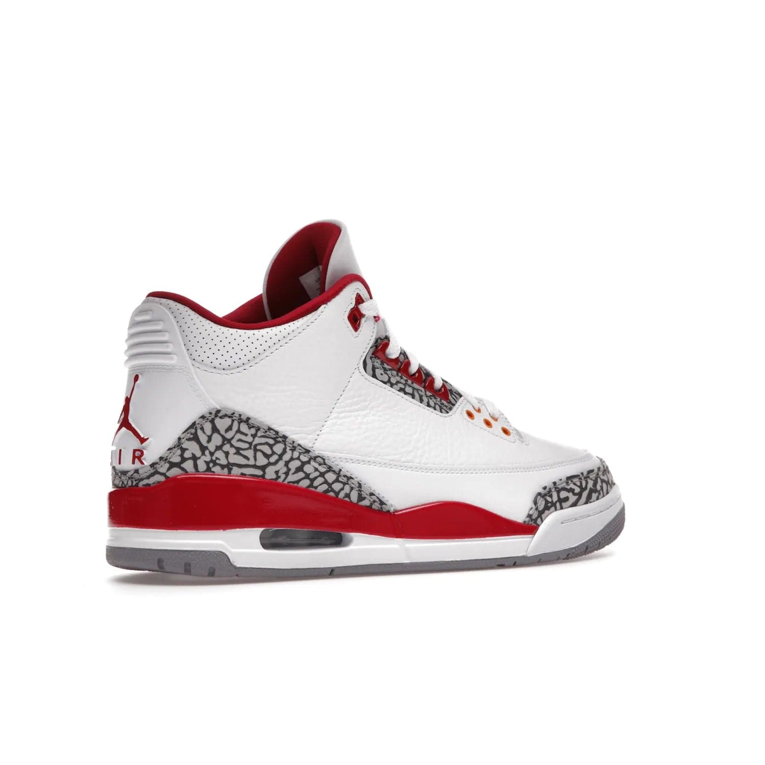 Jordan 3 Retro Cardinal Red - Image 34 - Only at www.BallersClubKickz.com - Air Jordan 3 Retro Cardinal Red combines classic style and modern appeal - white tumbled leather, signature Elephant Print overlays, cardinal red midsoles, Jumpman logo embroidery. Available Feb 2022.