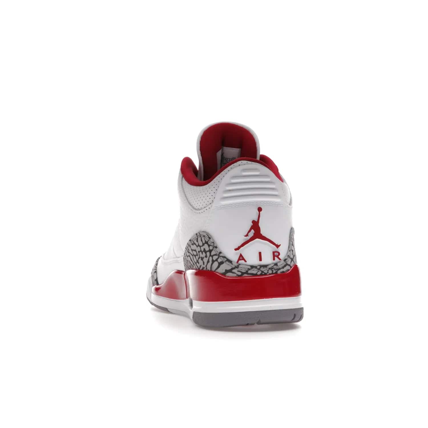 Jordan 3 Retro Cardinal Red - Image 27 - Only at www.BallersClubKickz.com - Air Jordan 3 Retro Cardinal Red combines classic style and modern appeal - white tumbled leather, signature Elephant Print overlays, cardinal red midsoles, Jumpman logo embroidery. Available Feb 2022.