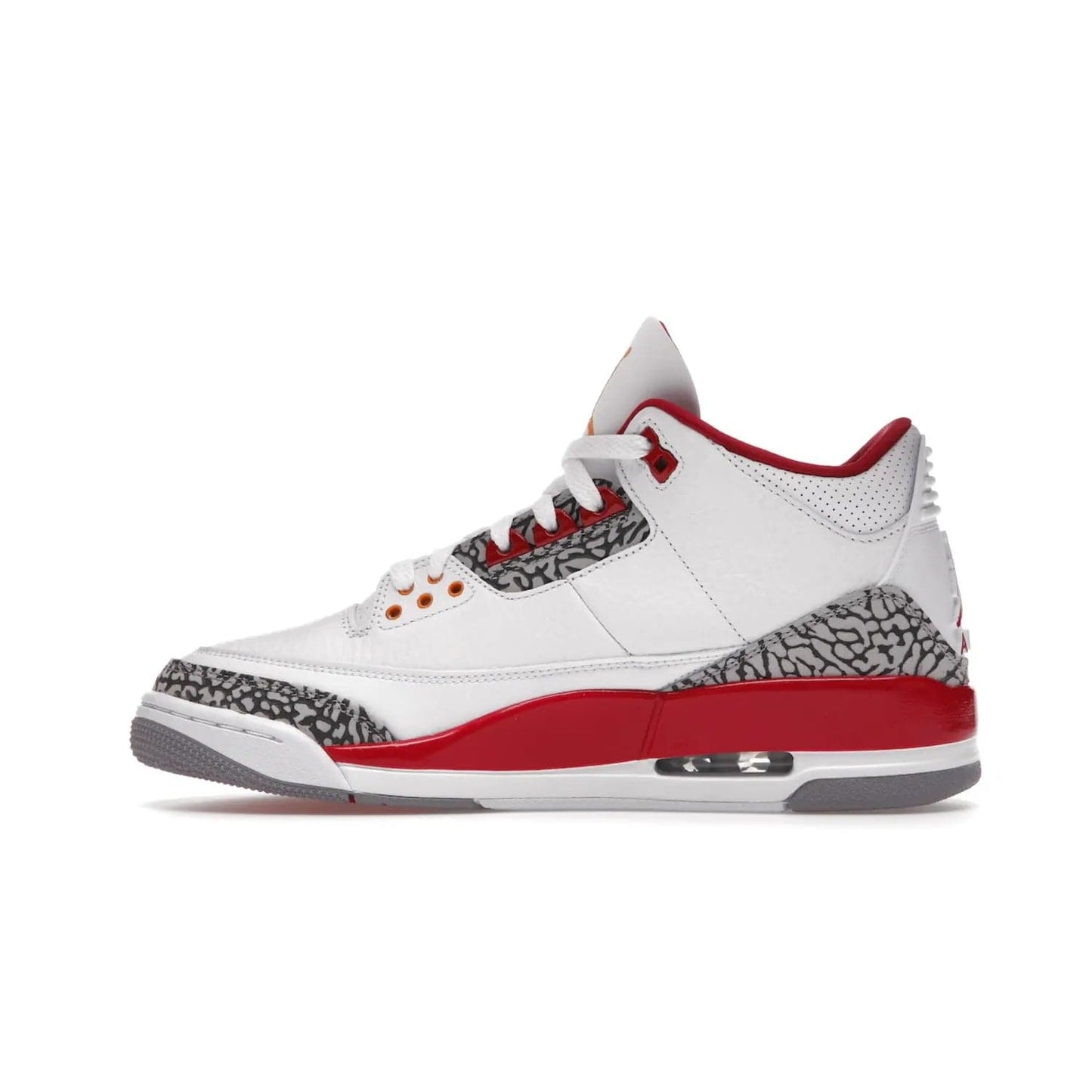 Jordan 3 Retro Cardinal Red - Image 20 - Only at www.BallersClubKickz.com - Air Jordan 3 Retro Cardinal Red combines classic style and modern appeal - white tumbled leather, signature Elephant Print overlays, cardinal red midsoles, Jumpman logo embroidery. Available Feb 2022.