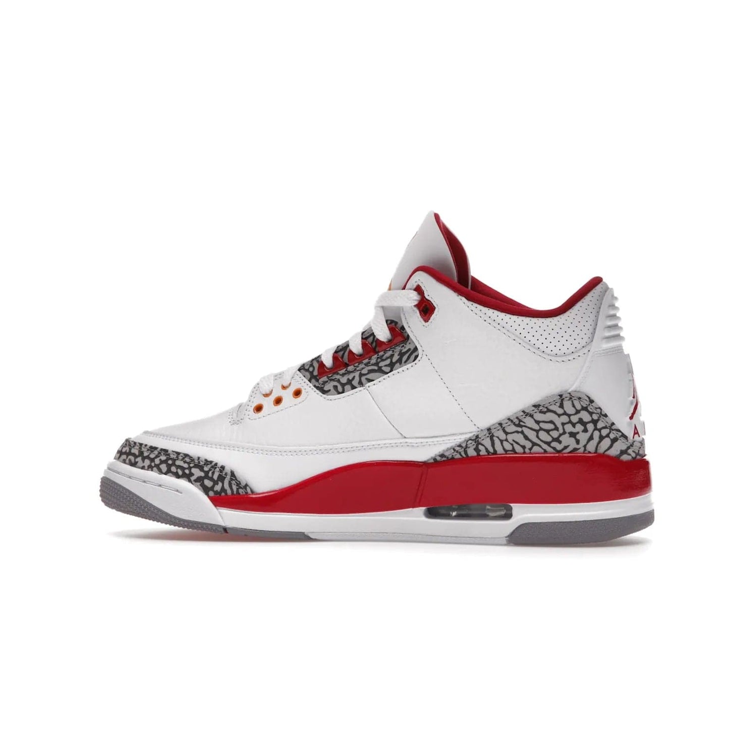 Jordan 3 Retro Cardinal Red - Image 21 - Only at www.BallersClubKickz.com - Air Jordan 3 Retro Cardinal Red combines classic style and modern appeal - white tumbled leather, signature Elephant Print overlays, cardinal red midsoles, Jumpman logo embroidery. Available Feb 2022.