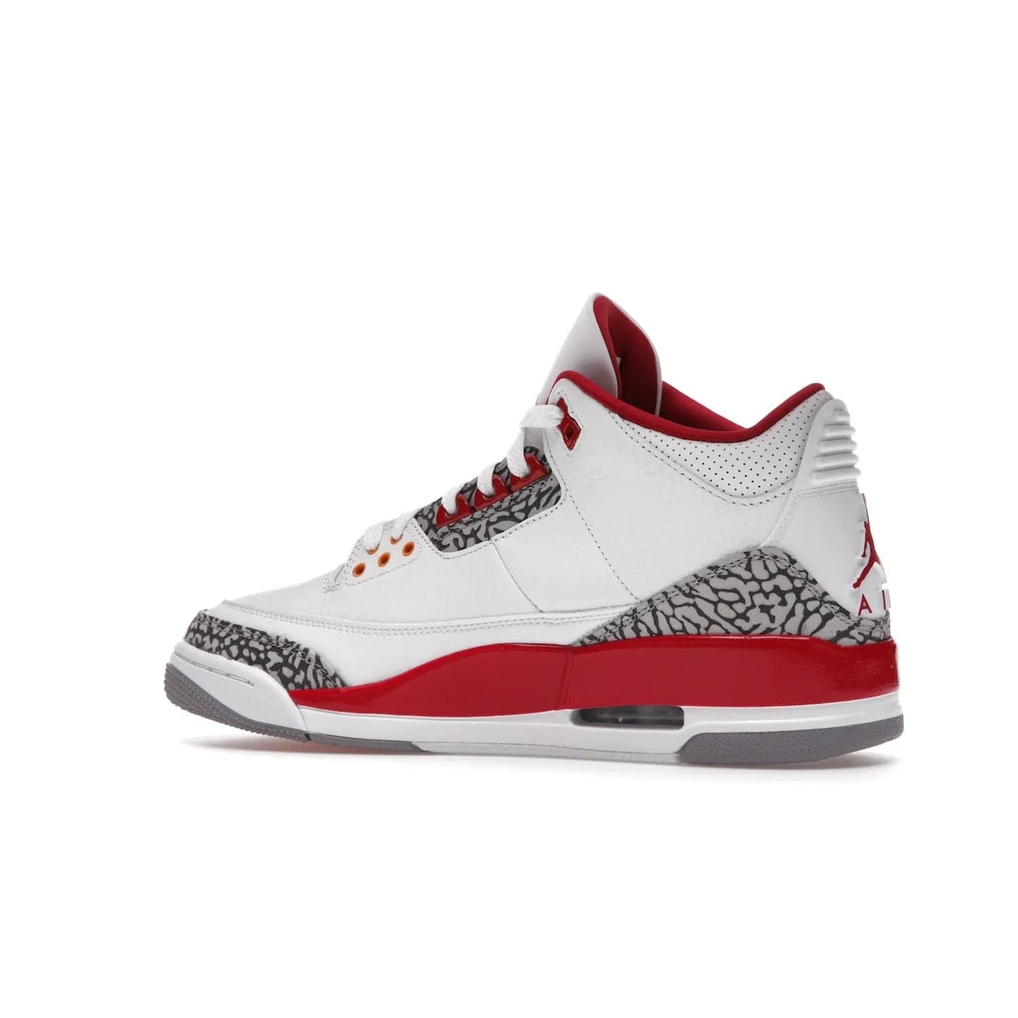 Jordan 3 Retro Cardinal Red - Image 22 - Only at www.BallersClubKickz.com - Air Jordan 3 Retro Cardinal Red combines classic style and modern appeal - white tumbled leather, signature Elephant Print overlays, cardinal red midsoles, Jumpman logo embroidery. Available Feb 2022.