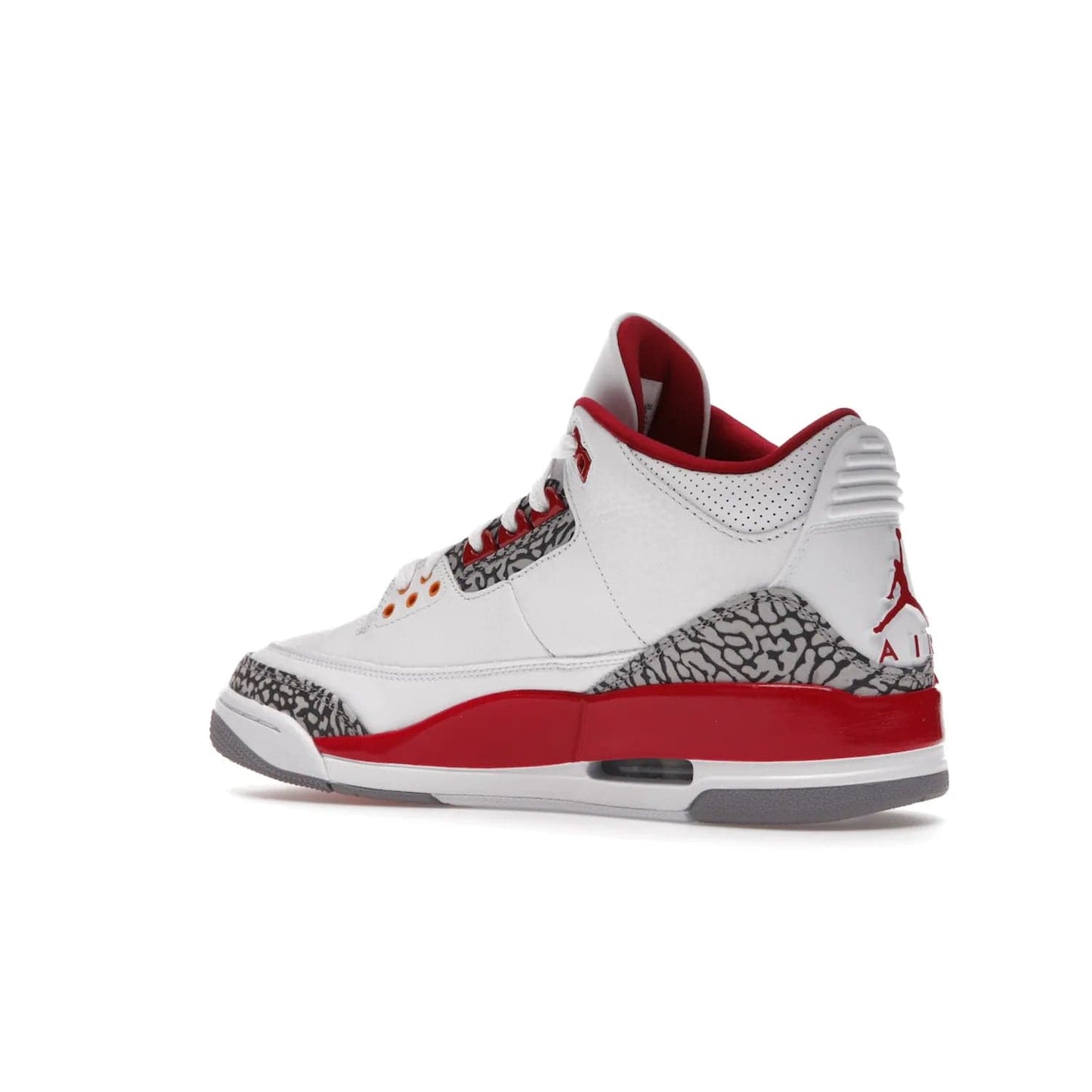 Jordan 3 Retro Cardinal Red - Image 23 - Only at www.BallersClubKickz.com - Air Jordan 3 Retro Cardinal Red combines classic style and modern appeal - white tumbled leather, signature Elephant Print overlays, cardinal red midsoles, Jumpman logo embroidery. Available Feb 2022.