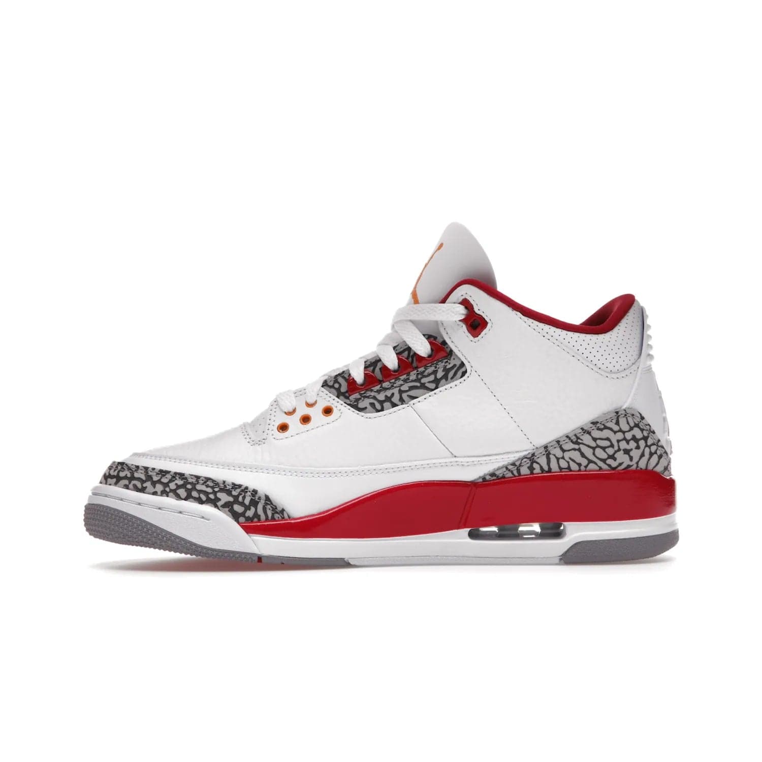 Jordan 3 Retro Cardinal Red - Image 19 - Only at www.BallersClubKickz.com - Air Jordan 3 Retro Cardinal Red combines classic style and modern appeal - white tumbled leather, signature Elephant Print overlays, cardinal red midsoles, Jumpman logo embroidery. Available Feb 2022.