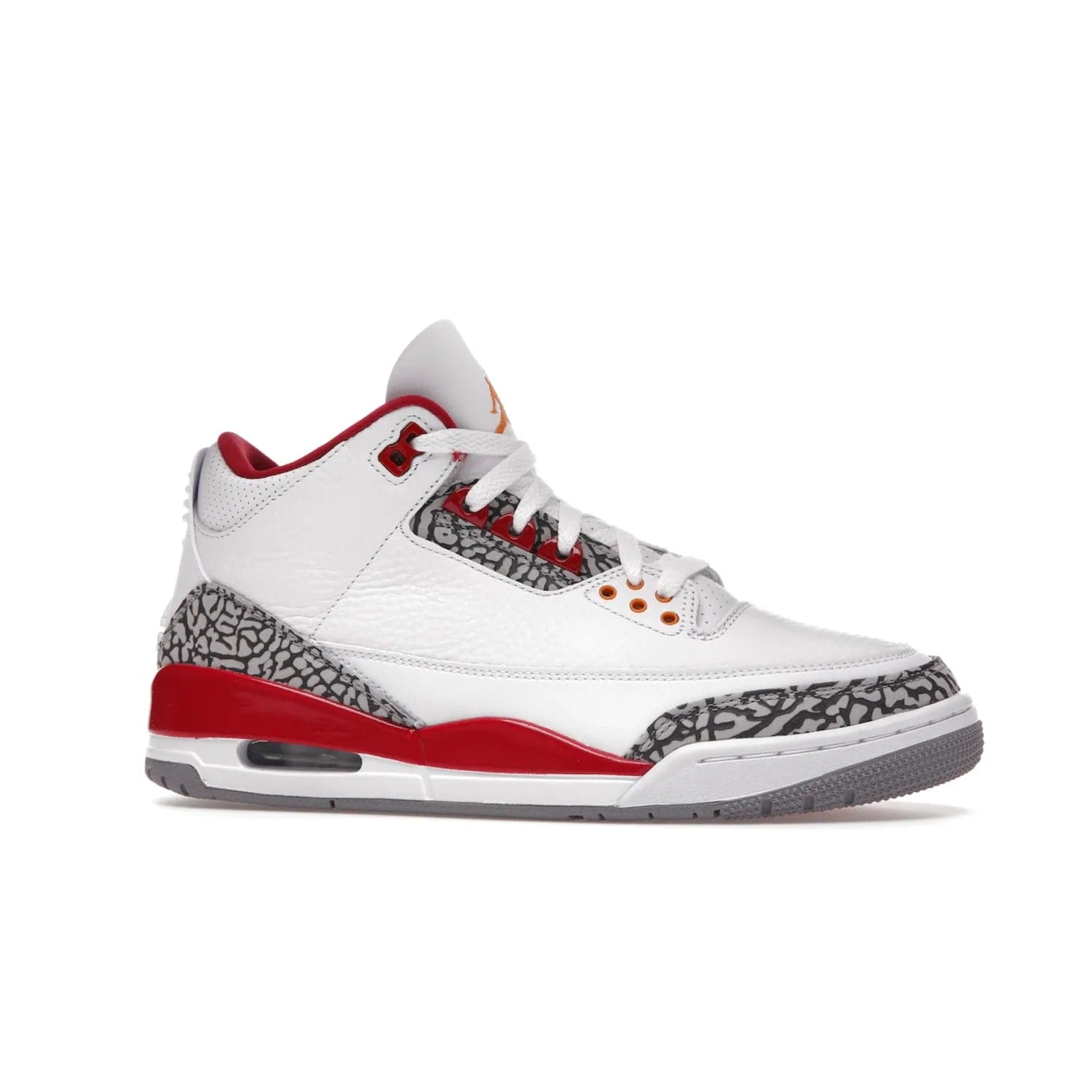 Jordan 3 Retro Cardinal Red - Image 3 - Only at www.BallersClubKickz.com - Air Jordan 3 Retro Cardinal Red combines classic style and modern appeal - white tumbled leather, signature Elephant Print overlays, cardinal red midsoles, Jumpman logo embroidery. Available Feb 2022.