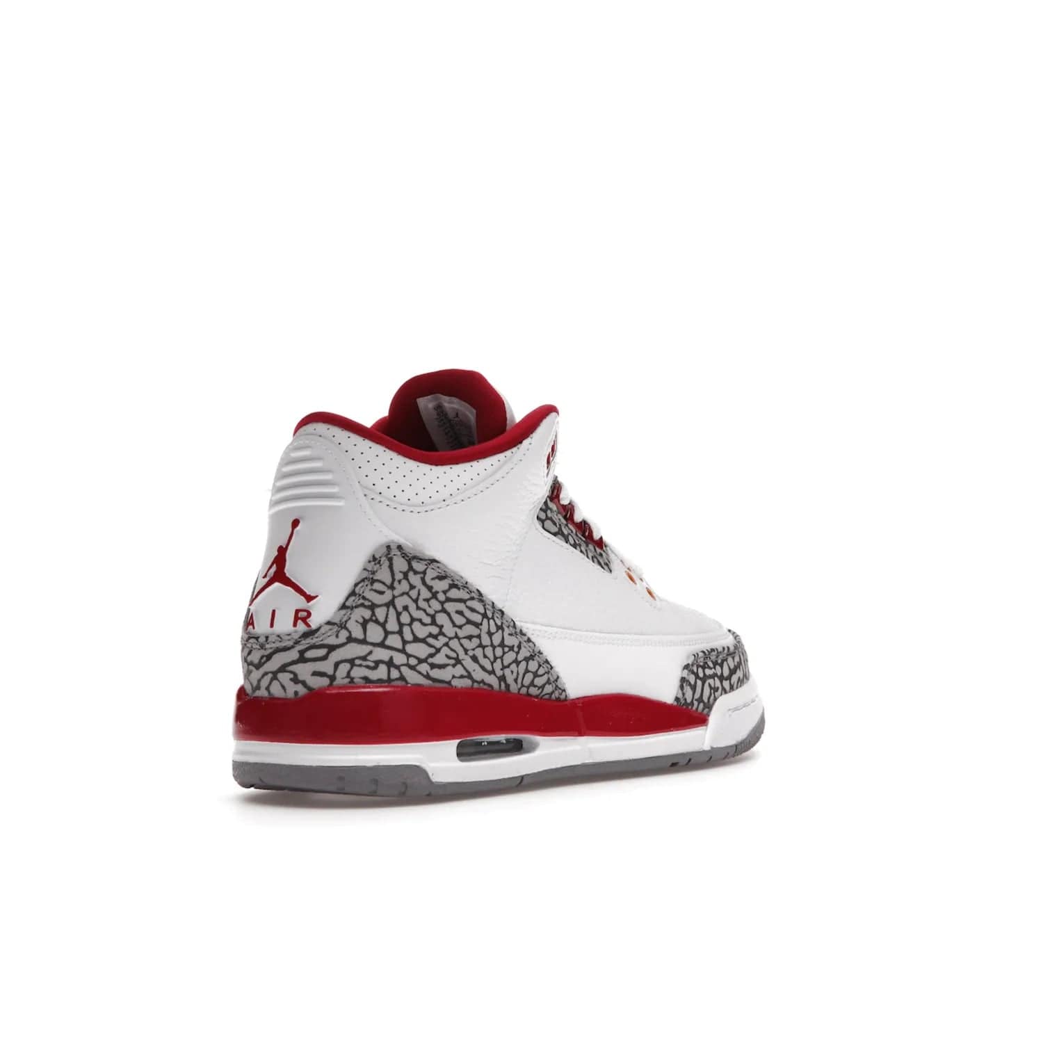 Jordan 3 Retro Cardinal (GS) - Image 32 - Only at www.BallersClubKickz.com - Shop the kid-sized Air Jordan 3 Retro Cardinal GS, released Feb 2022. White tumbled leather upper, light curry accenting, cement grey and classic red details throughout. Visible Air cushioning, midsole, and an eye-catching outsole. Show off your style with this fashionable streetwear silhouette.