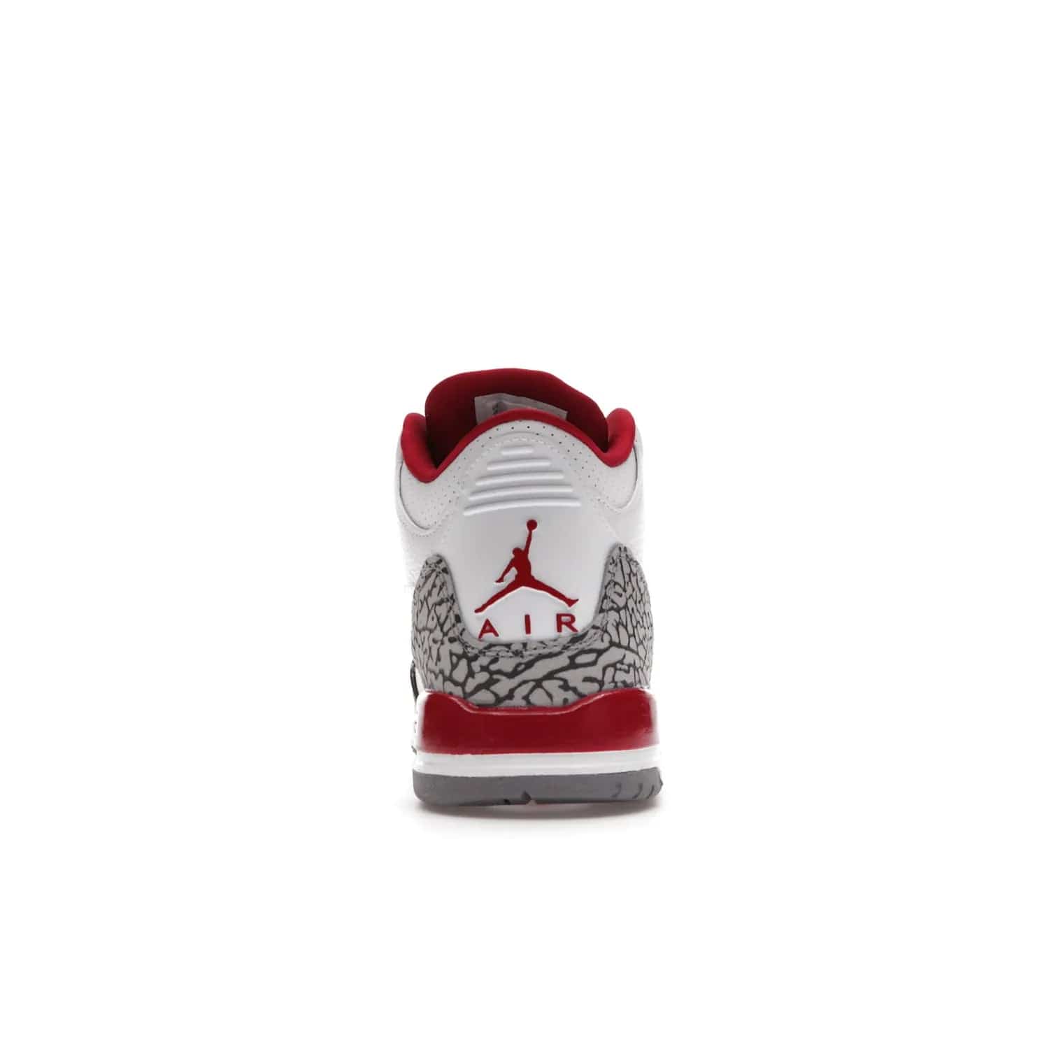 Jordan 3 Retro Cardinal (GS) - Image 28 - Only at www.BallersClubKickz.com - Shop the kid-sized Air Jordan 3 Retro Cardinal GS, released Feb 2022. White tumbled leather upper, light curry accenting, cement grey and classic red details throughout. Visible Air cushioning, midsole, and an eye-catching outsole. Show off your style with this fashionable streetwear silhouette.