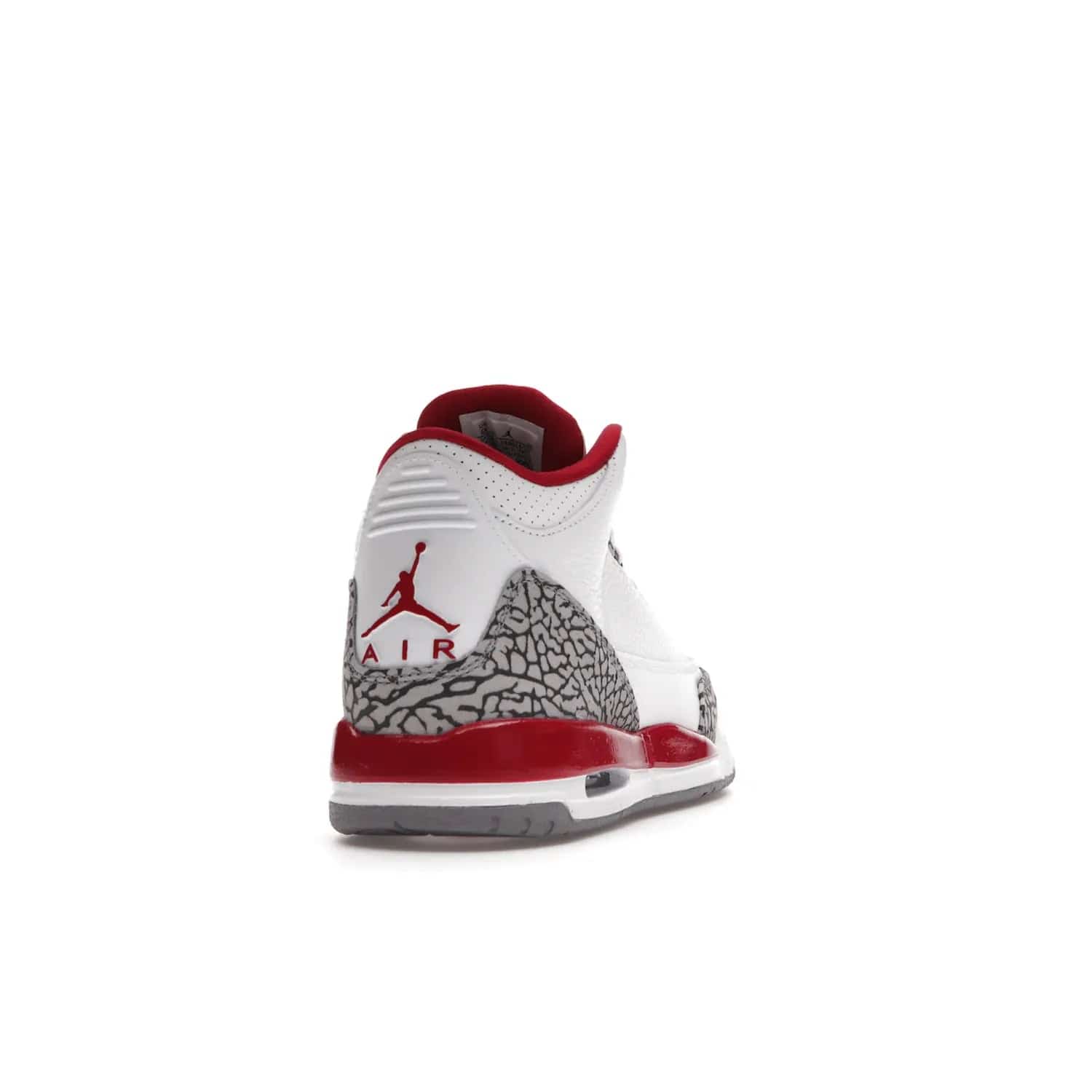 Jordan 3 Retro Cardinal (GS) - Image 30 - Only at www.BallersClubKickz.com - Shop the kid-sized Air Jordan 3 Retro Cardinal GS, released Feb 2022. White tumbled leather upper, light curry accenting, cement grey and classic red details throughout. Visible Air cushioning, midsole, and an eye-catching outsole. Show off your style with this fashionable streetwear silhouette.