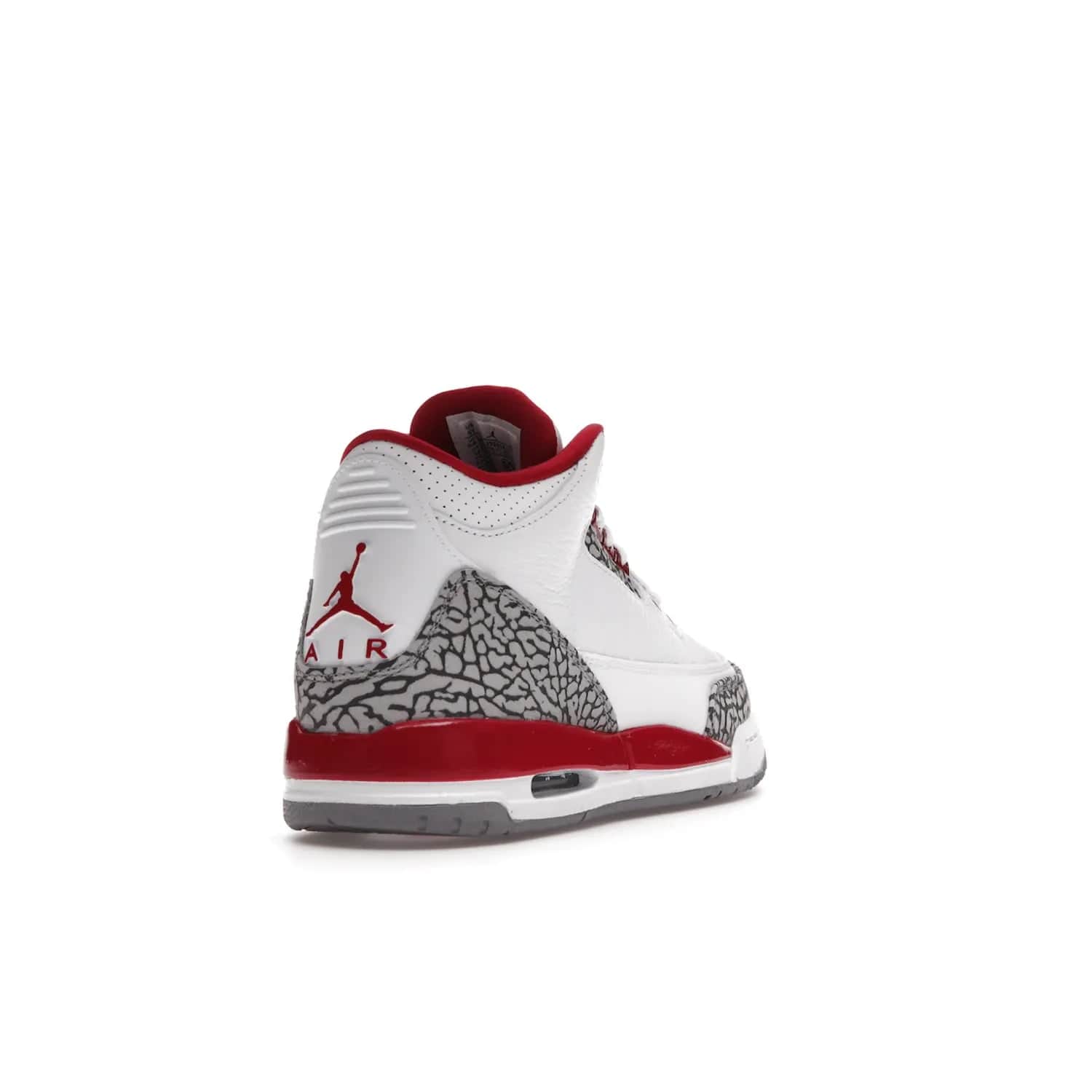 Jordan 3 Retro Cardinal (GS) - Image 31 - Only at www.BallersClubKickz.com - Shop the kid-sized Air Jordan 3 Retro Cardinal GS, released Feb 2022. White tumbled leather upper, light curry accenting, cement grey and classic red details throughout. Visible Air cushioning, midsole, and an eye-catching outsole. Show off your style with this fashionable streetwear silhouette.