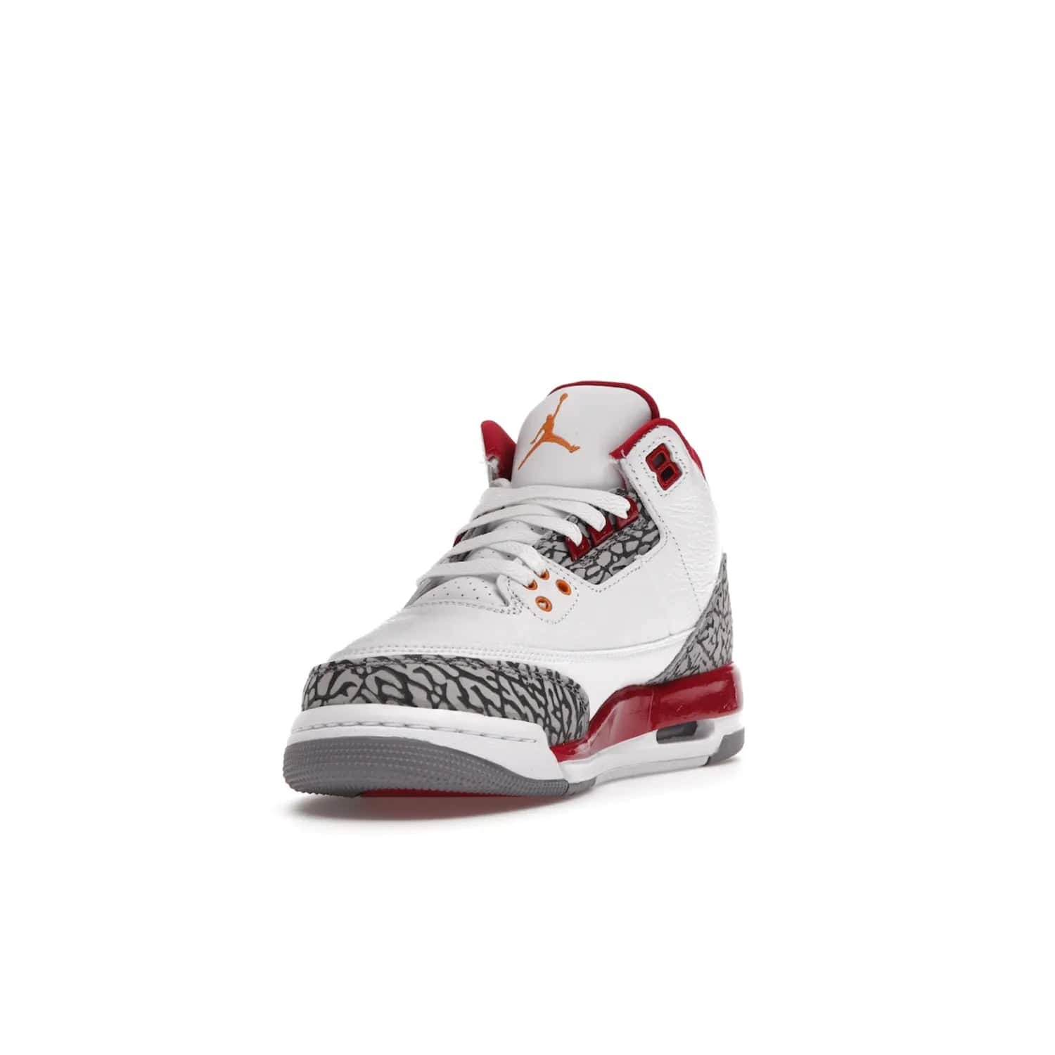 Jordan 3 Retro Cardinal (GS) - Image 13 - Only at www.BallersClubKickz.com - Shop the kid-sized Air Jordan 3 Retro Cardinal GS, released Feb 2022. White tumbled leather upper, light curry accenting, cement grey and classic red details throughout. Visible Air cushioning, midsole, and an eye-catching outsole. Show off your style with this fashionable streetwear silhouette.