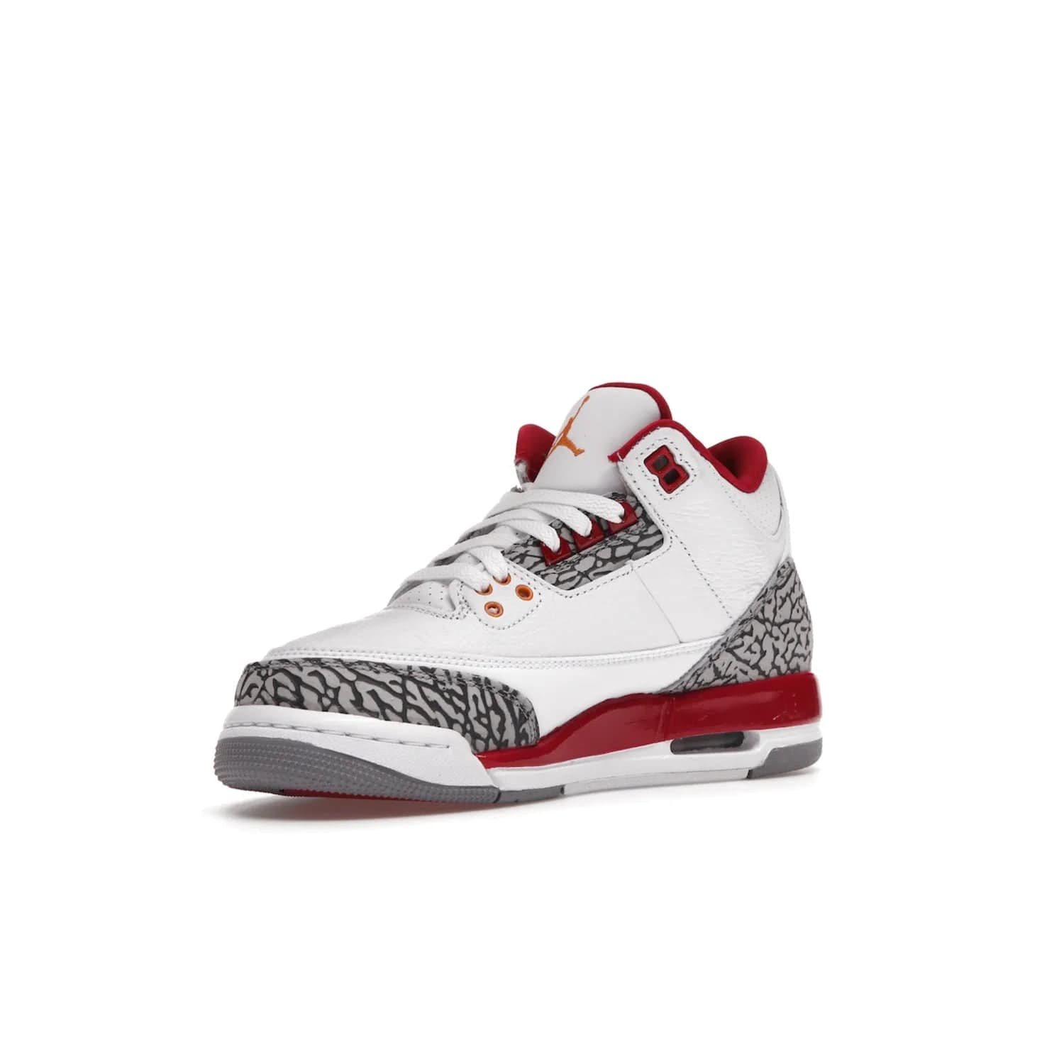 Jordan 3 Retro Cardinal (GS) - Image 15 - Only at www.BallersClubKickz.com - Shop the kid-sized Air Jordan 3 Retro Cardinal GS, released Feb 2022. White tumbled leather upper, light curry accenting, cement grey and classic red details throughout. Visible Air cushioning, midsole, and an eye-catching outsole. Show off your style with this fashionable streetwear silhouette.