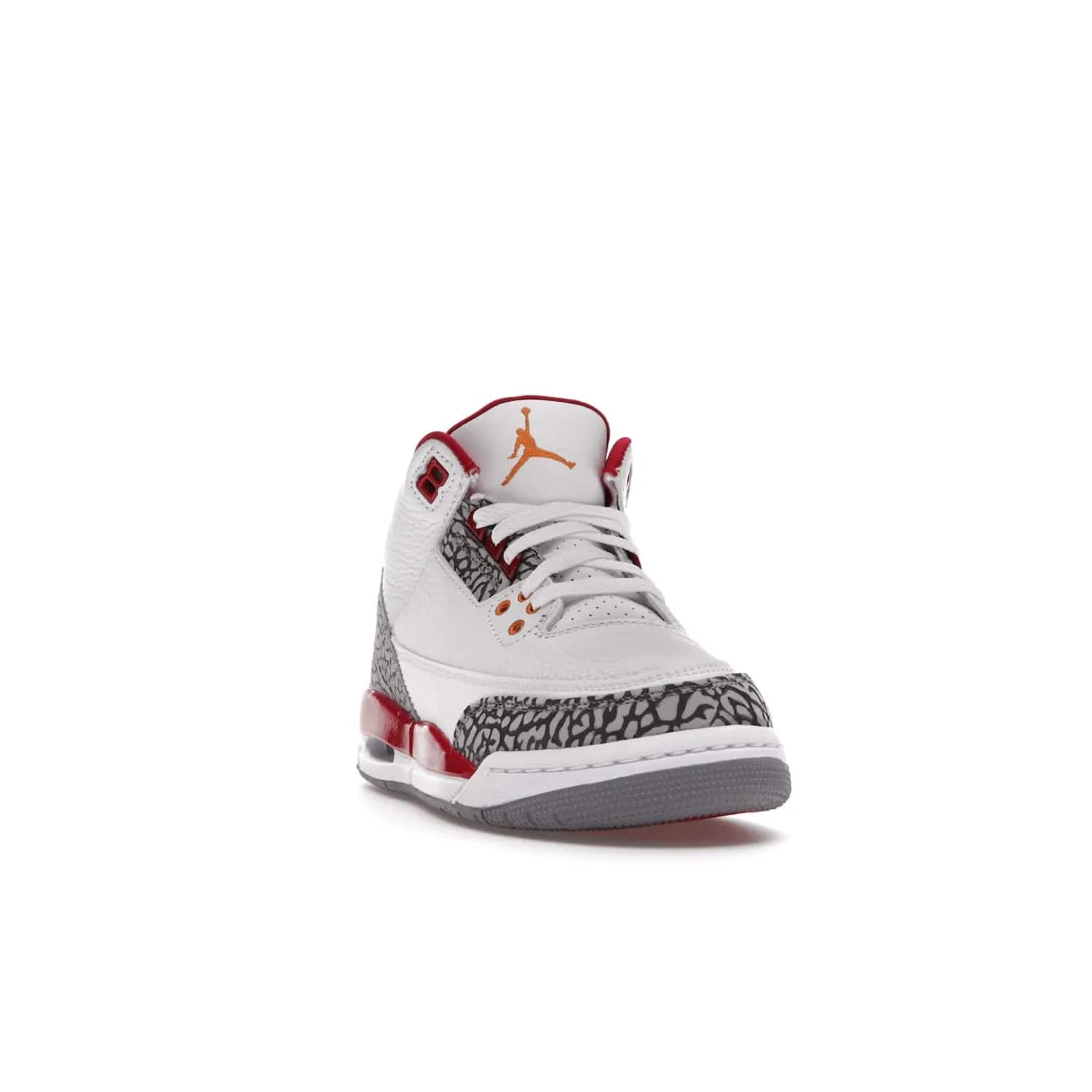 Jordan 3 Retro Cardinal (GS) - Image 8 - Only at www.BallersClubKickz.com - Shop the kid-sized Air Jordan 3 Retro Cardinal GS, released Feb 2022. White tumbled leather upper, light curry accenting, cement grey and classic red details throughout. Visible Air cushioning, midsole, and an eye-catching outsole. Show off your style with this fashionable streetwear silhouette.