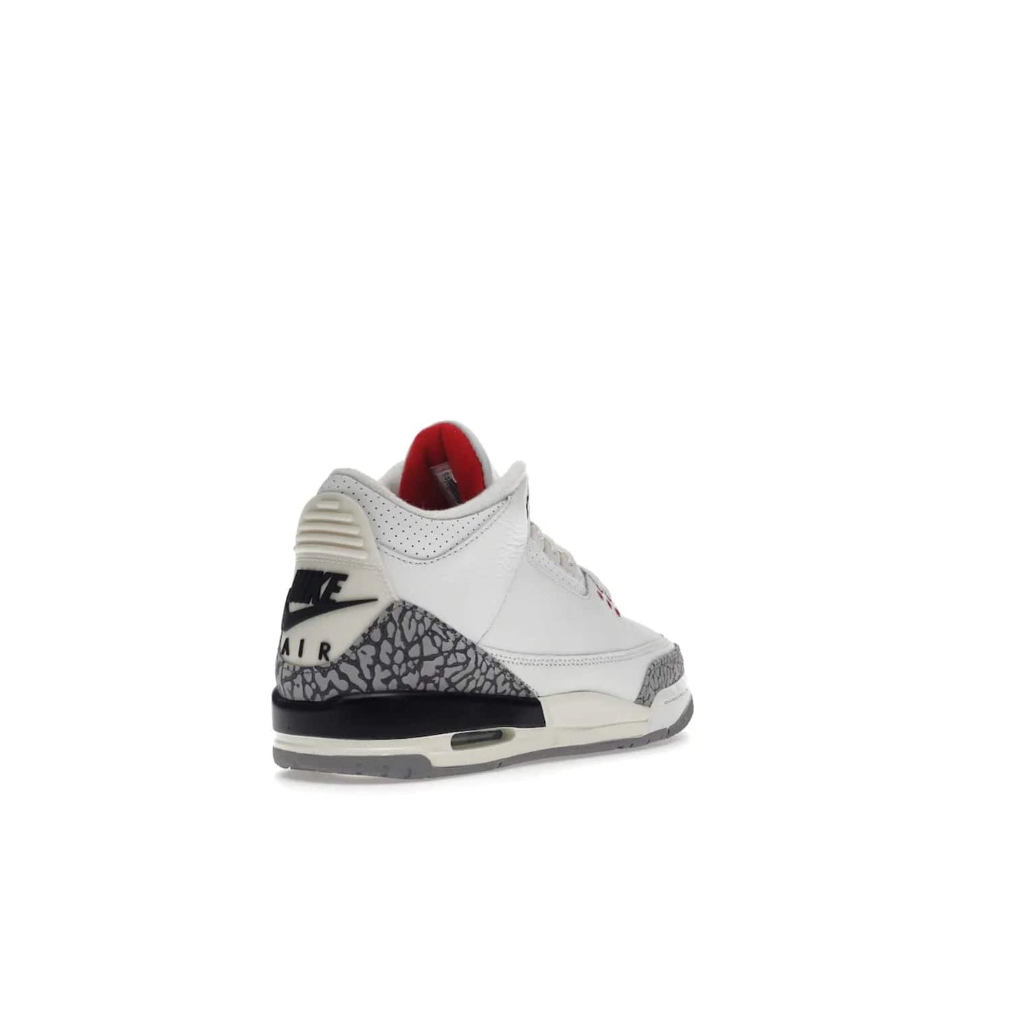 Jordan 3 Retro White Cement Reimagined (GS) - Image 32 - Only at www.BallersClubKickz.com - Grab the perfect blend of modern design and classic style with the Jordan 3 Retro White Cement Reimagined (GS). Features Summit White, Fire Red, Black, and Cement Grey colorway, iconic Jordan logo embroidered on the tongue, and “Nike Air” branding. Limited availability, get your pair before March 11th 2023.