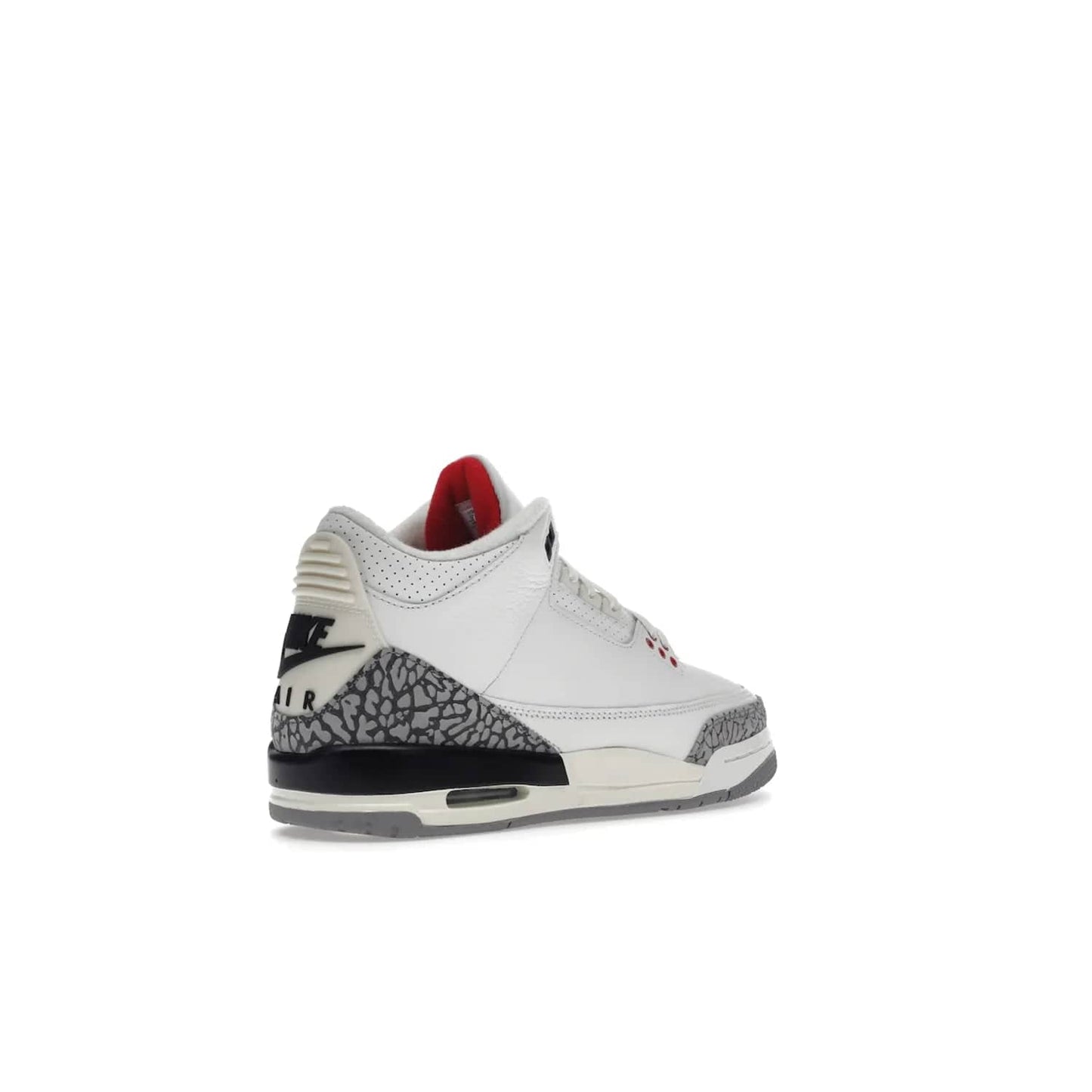 Jordan 3 Retro White Cement Reimagined (GS) - Image 33 - Only at www.BallersClubKickz.com - Grab the perfect blend of modern design and classic style with the Jordan 3 Retro White Cement Reimagined (GS). Features Summit White, Fire Red, Black, and Cement Grey colorway, iconic Jordan logo embroidered on the tongue, and “Nike Air” branding. Limited availability, get your pair before March 11th 2023.