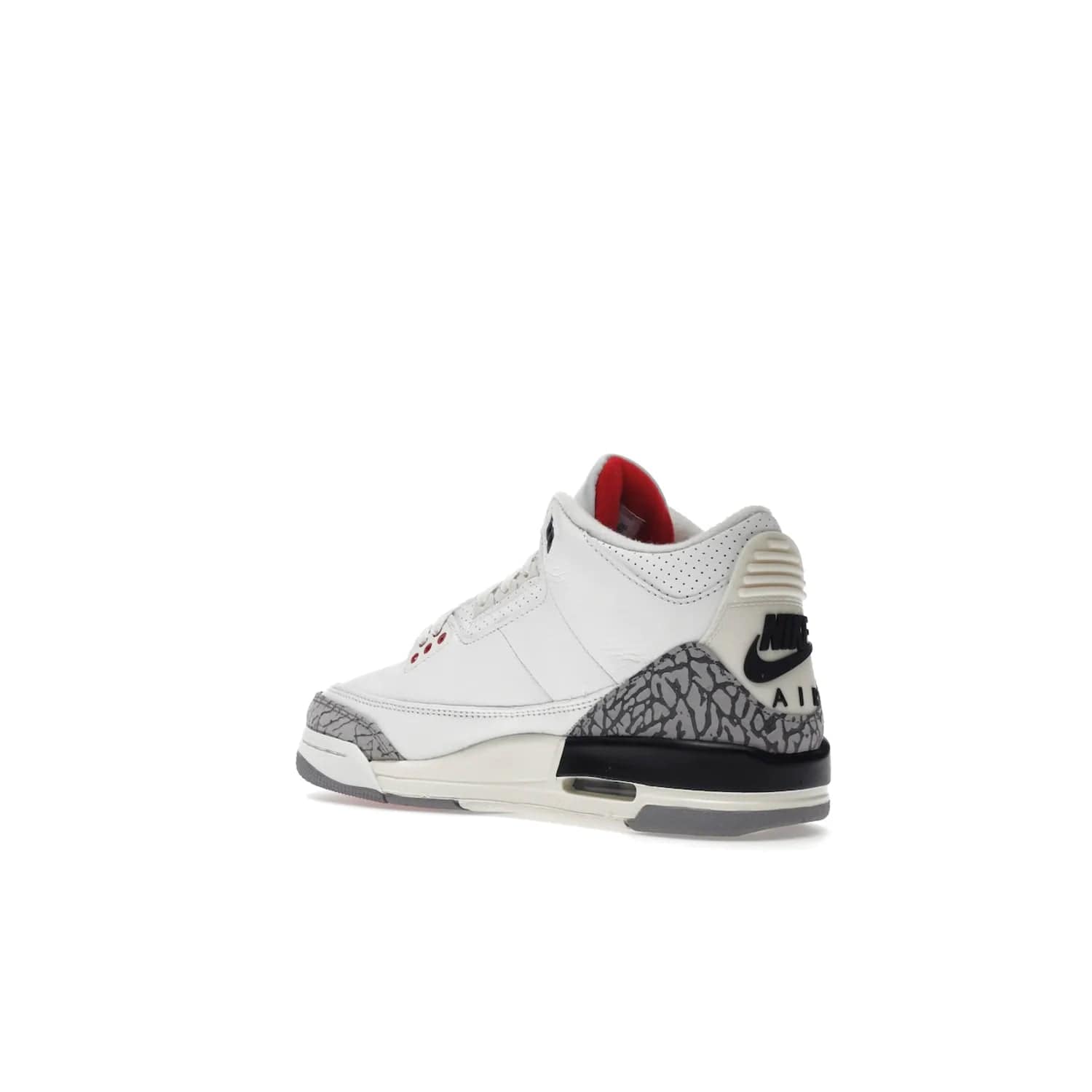Jordan 3 Retro White Cement Reimagined (GS) - Image 23 - Only at www.BallersClubKickz.com - Grab the perfect blend of modern design and classic style with the Jordan 3 Retro White Cement Reimagined (GS). Features Summit White, Fire Red, Black, and Cement Grey colorway, iconic Jordan logo embroidered on the tongue, and “Nike Air” branding. Limited availability, get your pair before March 11th 2023.