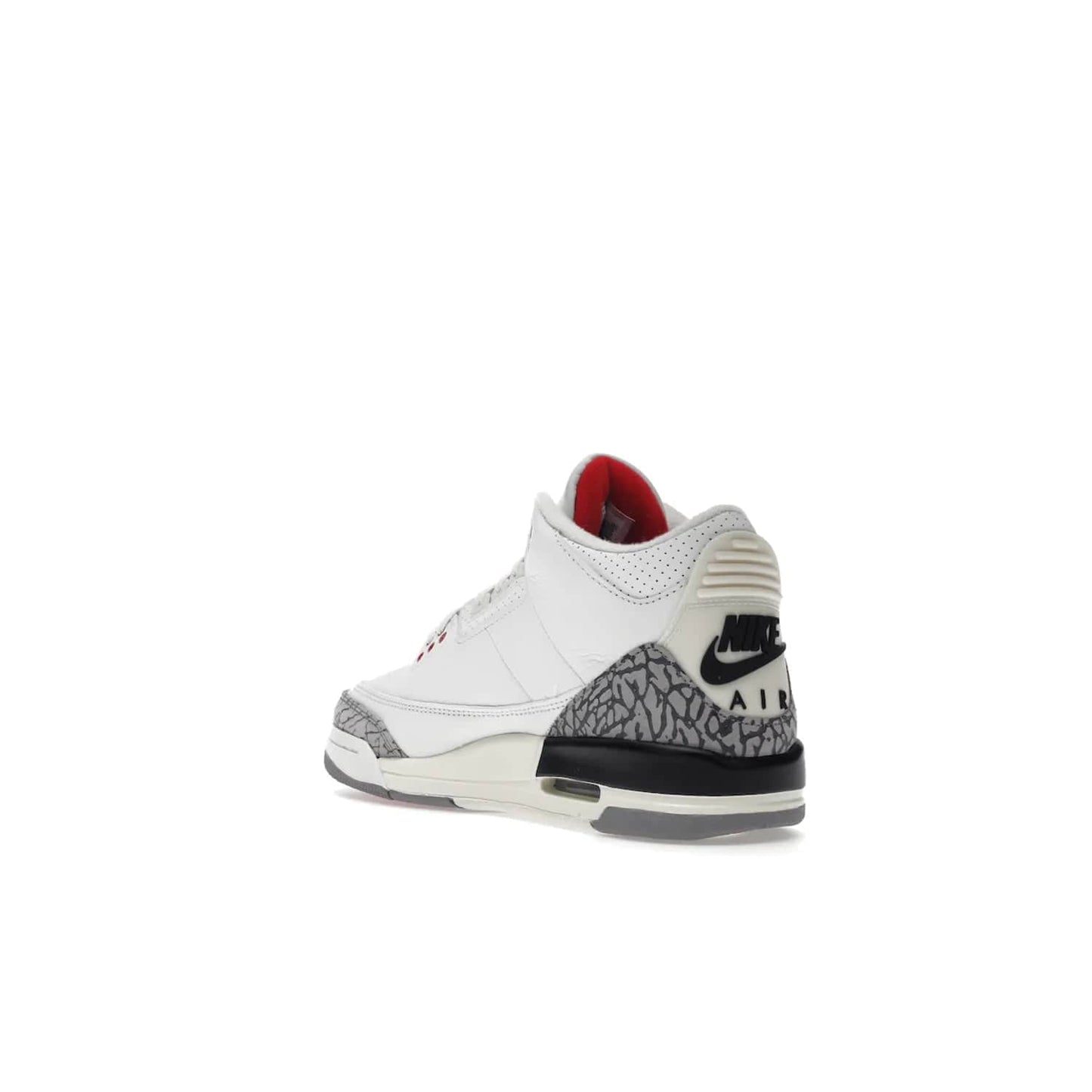 Jordan 3 Retro White Cement Reimagined (GS) - Image 24 - Only at www.BallersClubKickz.com - Grab the perfect blend of modern design and classic style with the Jordan 3 Retro White Cement Reimagined (GS). Features Summit White, Fire Red, Black, and Cement Grey colorway, iconic Jordan logo embroidered on the tongue, and “Nike Air” branding. Limited availability, get your pair before March 11th 2023.