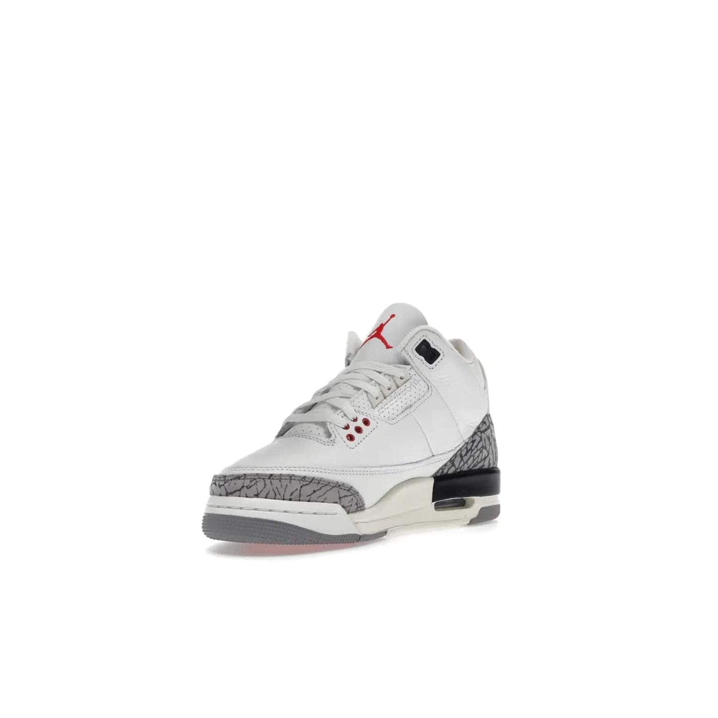Jordan 3 Retro White Cement Reimagined (GS) - Image 14 - Only at www.BallersClubKickz.com - Grab the perfect blend of modern design and classic style with the Jordan 3 Retro White Cement Reimagined (GS). Features Summit White, Fire Red, Black, and Cement Grey colorway, iconic Jordan logo embroidered on the tongue, and “Nike Air” branding. Limited availability, get your pair before March 11th 2023.