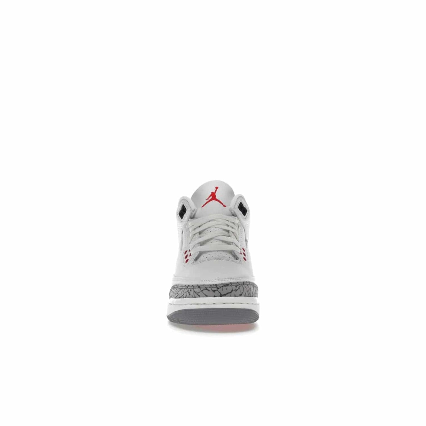Jordan 3 Retro White Cement Reimagined (GS) - Image 10 - Only at www.BallersClubKickz.com - Grab the perfect blend of modern design and classic style with the Jordan 3 Retro White Cement Reimagined (GS). Features Summit White, Fire Red, Black, and Cement Grey colorway, iconic Jordan logo embroidered on the tongue, and “Nike Air” branding. Limited availability, get your pair before March 11th 2023.