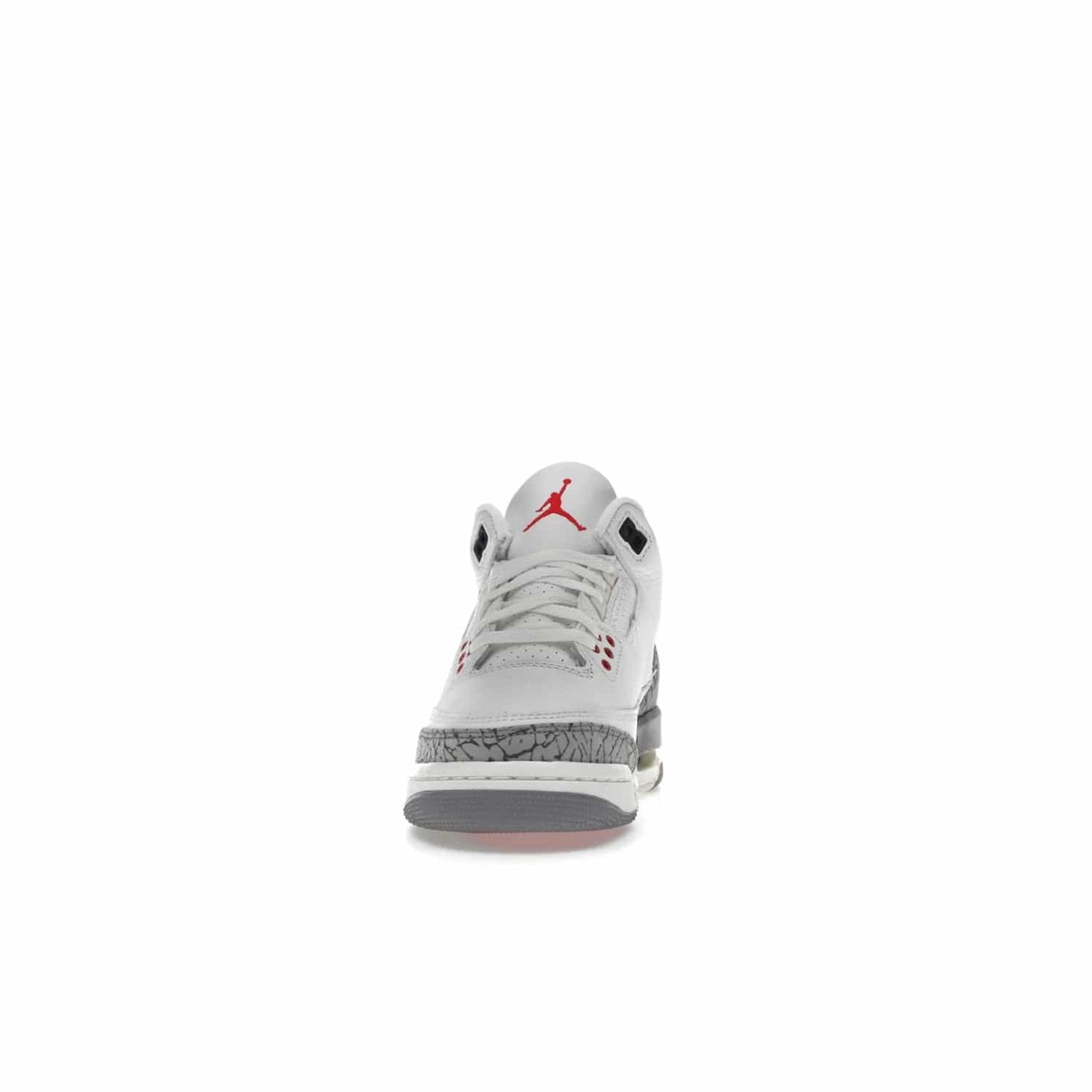 Jordan 3 Retro White Cement Reimagined (GS) - Image 11 - Only at www.BallersClubKickz.com - Grab the perfect blend of modern design and classic style with the Jordan 3 Retro White Cement Reimagined (GS). Features Summit White, Fire Red, Black, and Cement Grey colorway, iconic Jordan logo embroidered on the tongue, and “Nike Air” branding. Limited availability, get your pair before March 11th 2023.