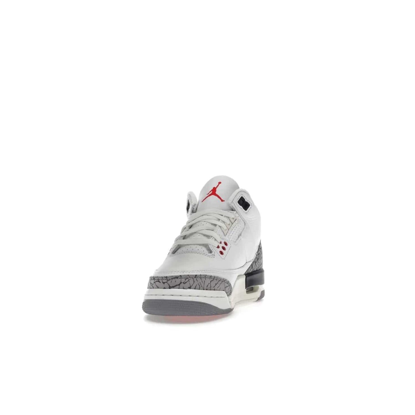 Jordan 3 Retro White Cement Reimagined (GS) - Image 12 - Only at www.BallersClubKickz.com - Grab the perfect blend of modern design and classic style with the Jordan 3 Retro White Cement Reimagined (GS). Features Summit White, Fire Red, Black, and Cement Grey colorway, iconic Jordan logo embroidered on the tongue, and “Nike Air” branding. Limited availability, get your pair before March 11th 2023.