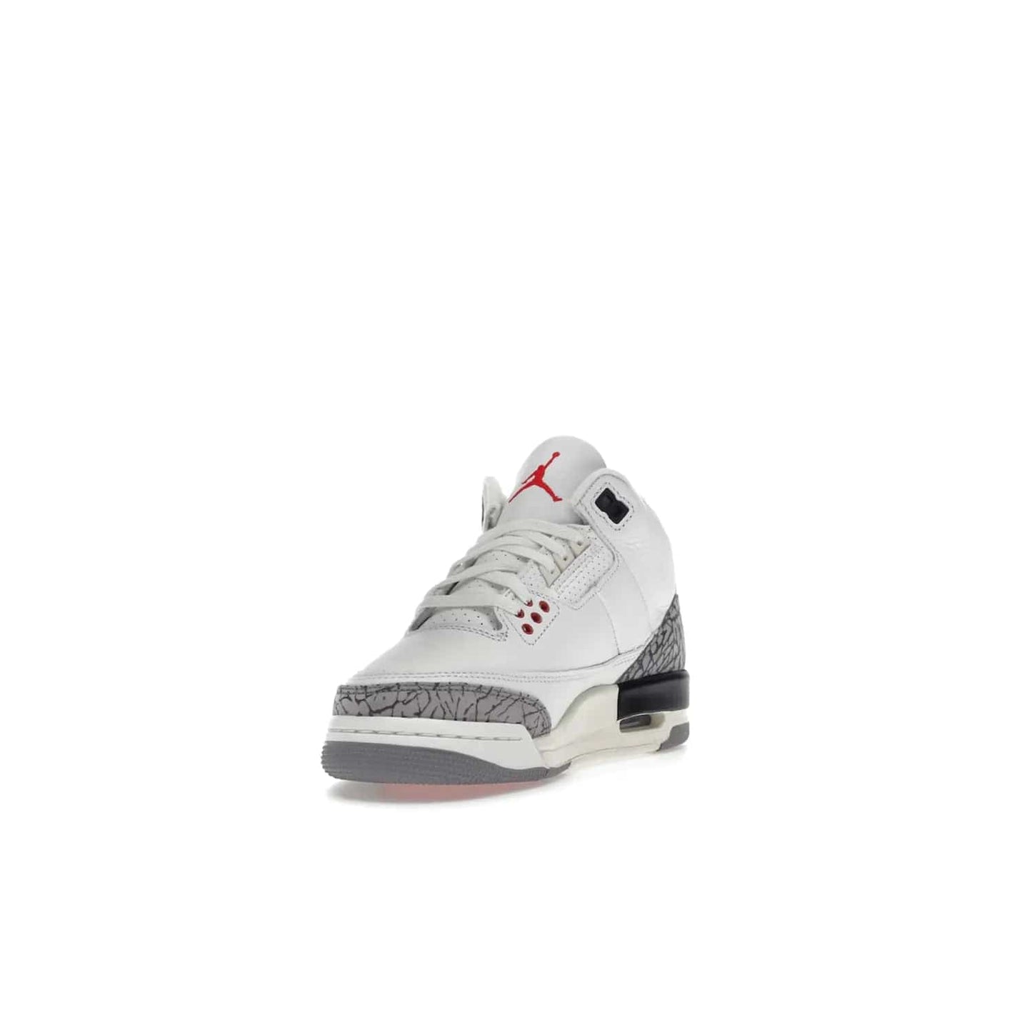 Jordan 3 Retro White Cement Reimagined (GS) - Image 13 - Only at www.BallersClubKickz.com - Grab the perfect blend of modern design and classic style with the Jordan 3 Retro White Cement Reimagined (GS). Features Summit White, Fire Red, Black, and Cement Grey colorway, iconic Jordan logo embroidered on the tongue, and “Nike Air” branding. Limited availability, get your pair before March 11th 2023.