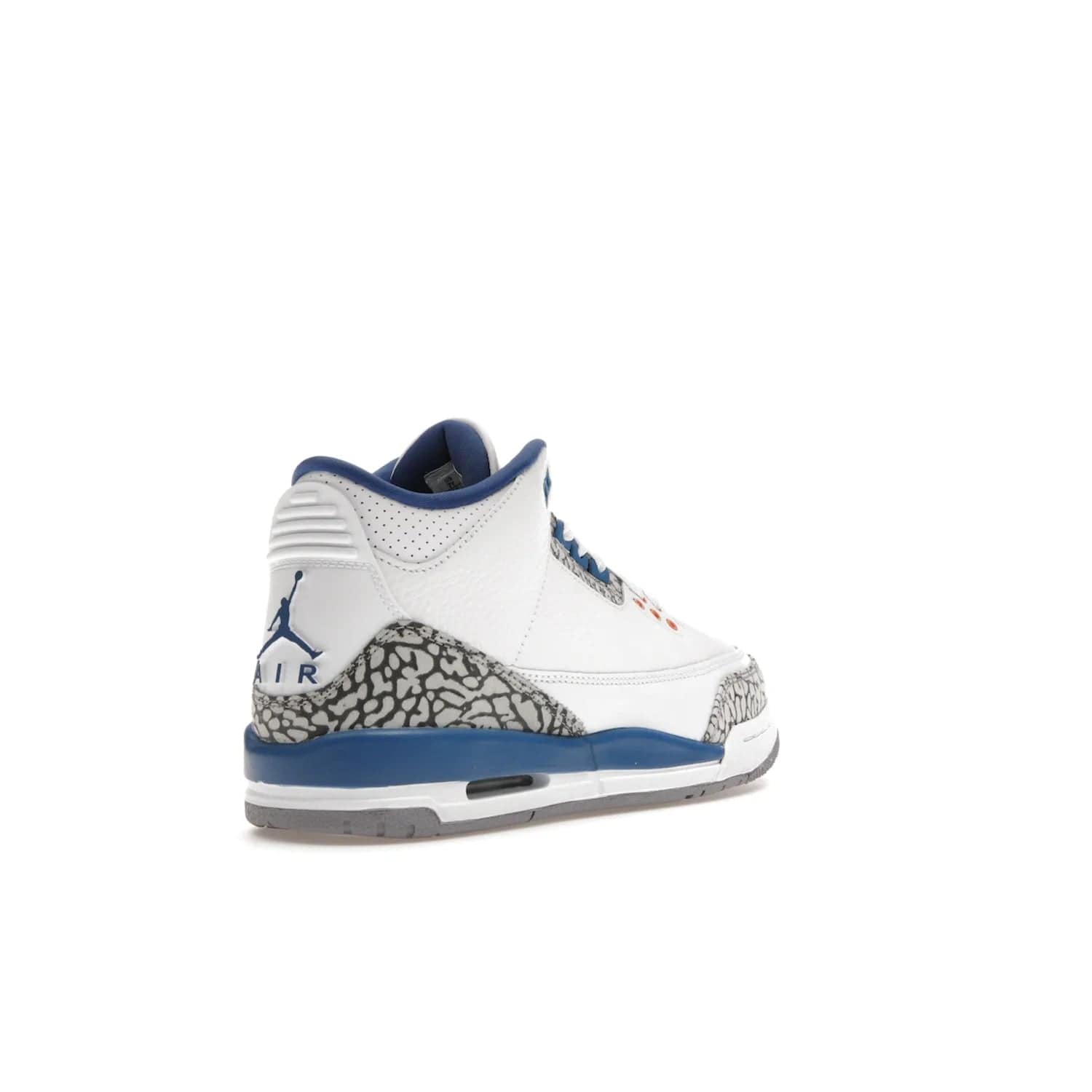 Jordan 3 Retro Wizards (GS) - Image 32 - Only at www.BallersClubKickz.com - Iconic Jordan 3 Retro Wizards (GS) with marble-like upper, metallic copper, true blue & grey detailing. Signature Air cushioning & advanced traction on & off court. Classic style & premium comfort.