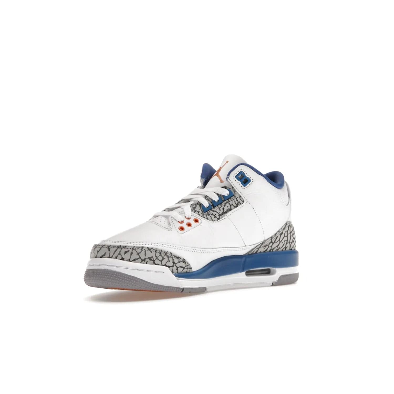 Jordan 3 Retro Wizards (GS) - Image 15 - Only at www.BallersClubKickz.com - Iconic Jordan 3 Retro Wizards (GS) with marble-like upper, metallic copper, true blue & grey detailing. Signature Air cushioning & advanced traction on & off court. Classic style & premium comfort.