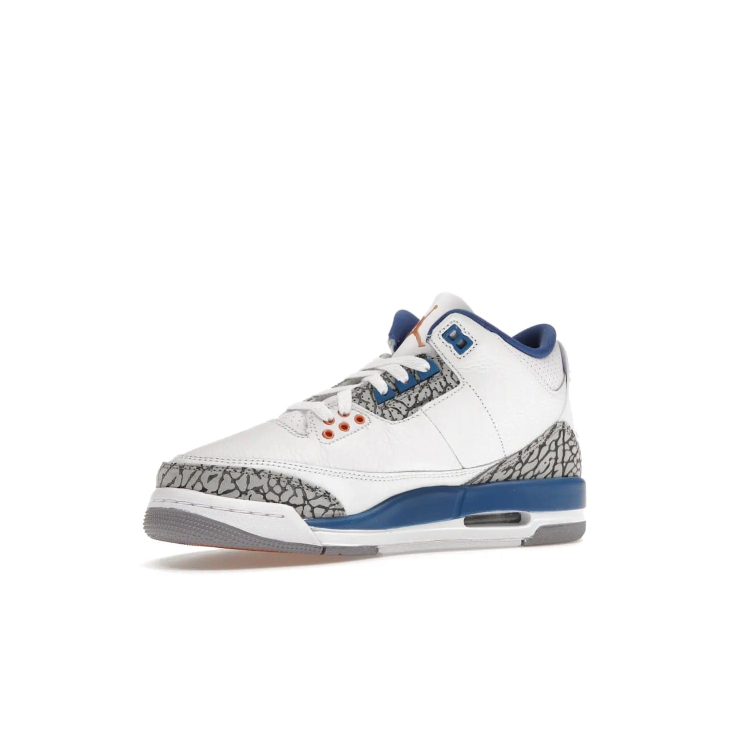 Jordan 3 Retro Wizards (GS) - Image 16 - Only at www.BallersClubKickz.com - Iconic Jordan 3 Retro Wizards (GS) with marble-like upper, metallic copper, true blue & grey detailing. Signature Air cushioning & advanced traction on & off court. Classic style & premium comfort.