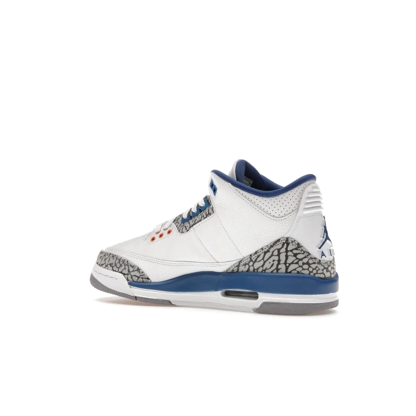 Jordan 3 Retro Wizards (GS) - Image 22 - Only at www.BallersClubKickz.com - Iconic Jordan 3 Retro Wizards (GS) with marble-like upper, metallic copper, true blue & grey detailing. Signature Air cushioning & advanced traction on & off court. Classic style & premium comfort.