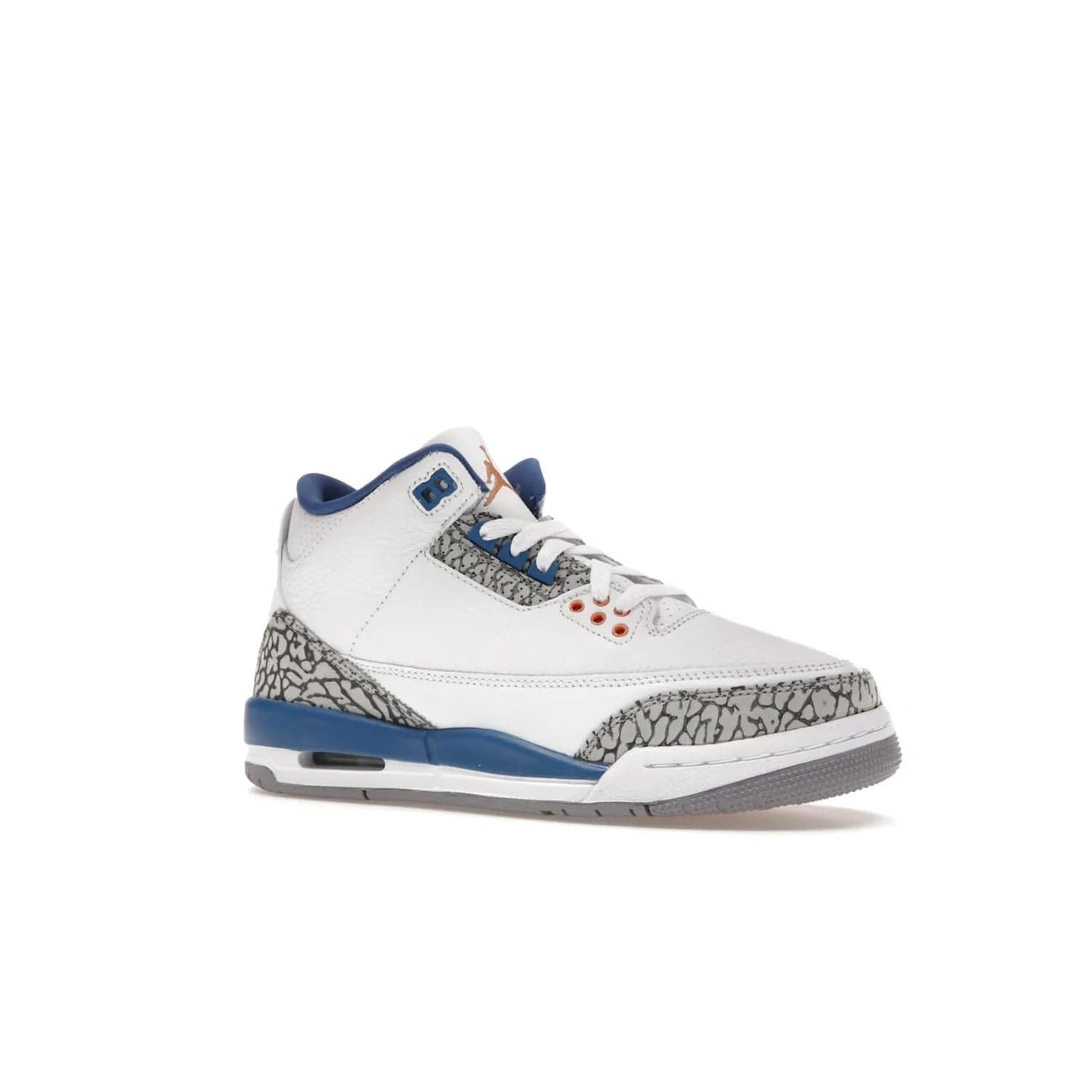 Jordan 3 Retro Wizards (GS) - Image 4 - Only at www.BallersClubKickz.com - Iconic Jordan 3 Retro Wizards (GS) with marble-like upper, metallic copper, true blue & grey detailing. Signature Air cushioning & advanced traction on & off court. Classic style & premium comfort.