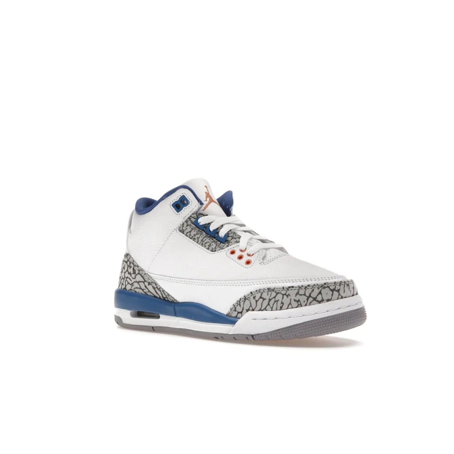 Jordan 3 Retro Wizards (GS) - Image 5 - Only at www.BallersClubKickz.com - Iconic Jordan 3 Retro Wizards (GS) with marble-like upper, metallic copper, true blue & grey detailing. Signature Air cushioning & advanced traction on & off court. Classic style & premium comfort.