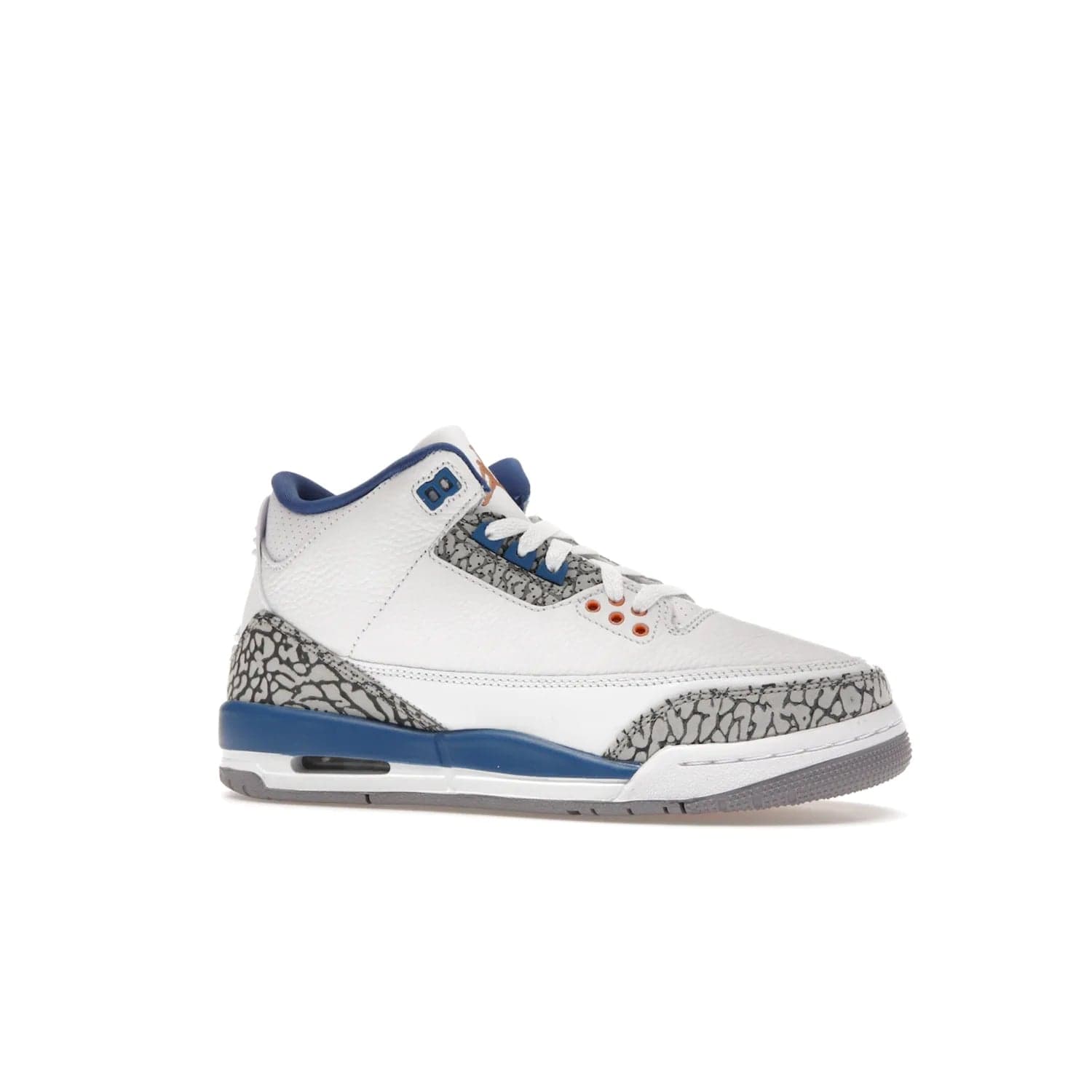 Jordan 3 Retro Wizards (GS) - Image 3 - Only at www.BallersClubKickz.com - Iconic Jordan 3 Retro Wizards (GS) with marble-like upper, metallic copper, true blue & grey detailing. Signature Air cushioning & advanced traction on & off court. Classic style & premium comfort.