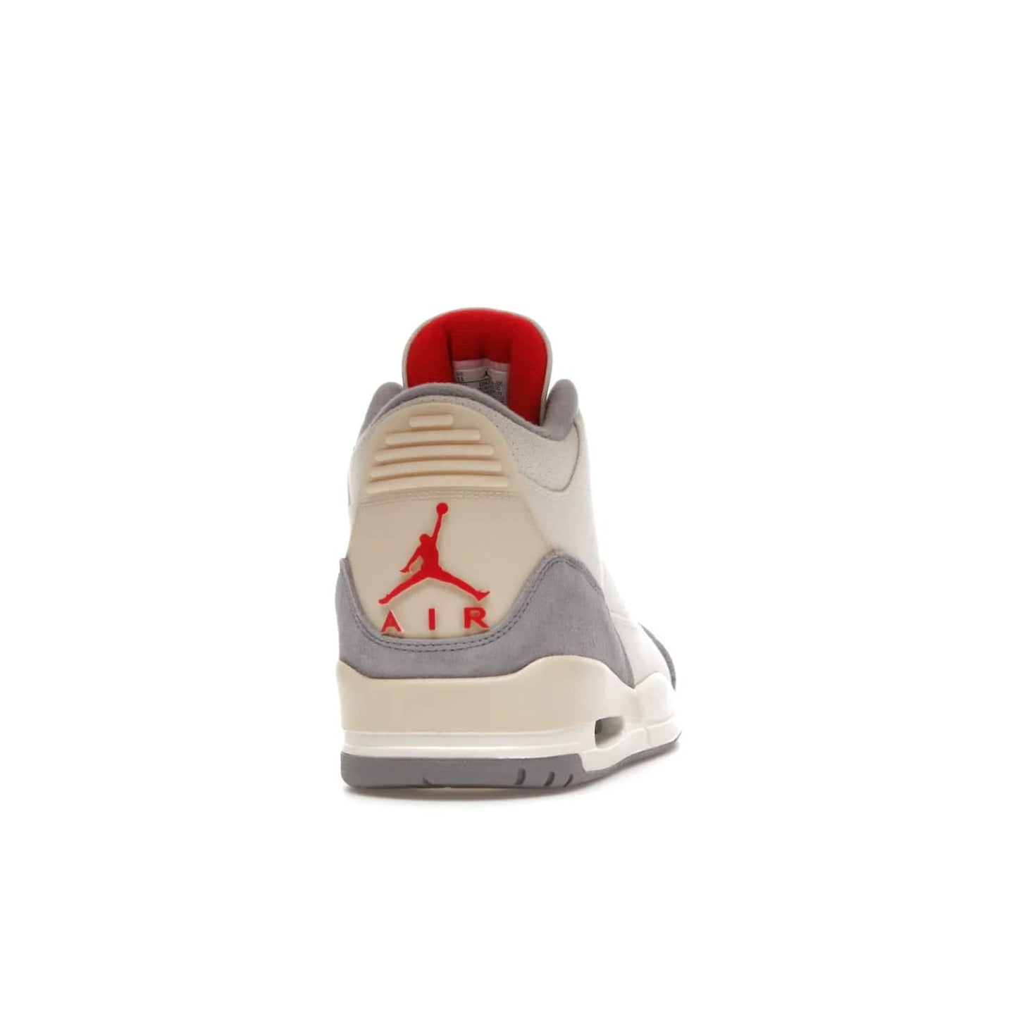 Jordan 3 Retro Muslin - Image 29 - Only at www.BallersClubKickz.com - Eye-catching Air Jordan 3 Retro Muslin in a neutral palette of grey, cream, and red. Featuring canvas upper, suede overlays and white/grey Air Max sole. Available in March 2022.