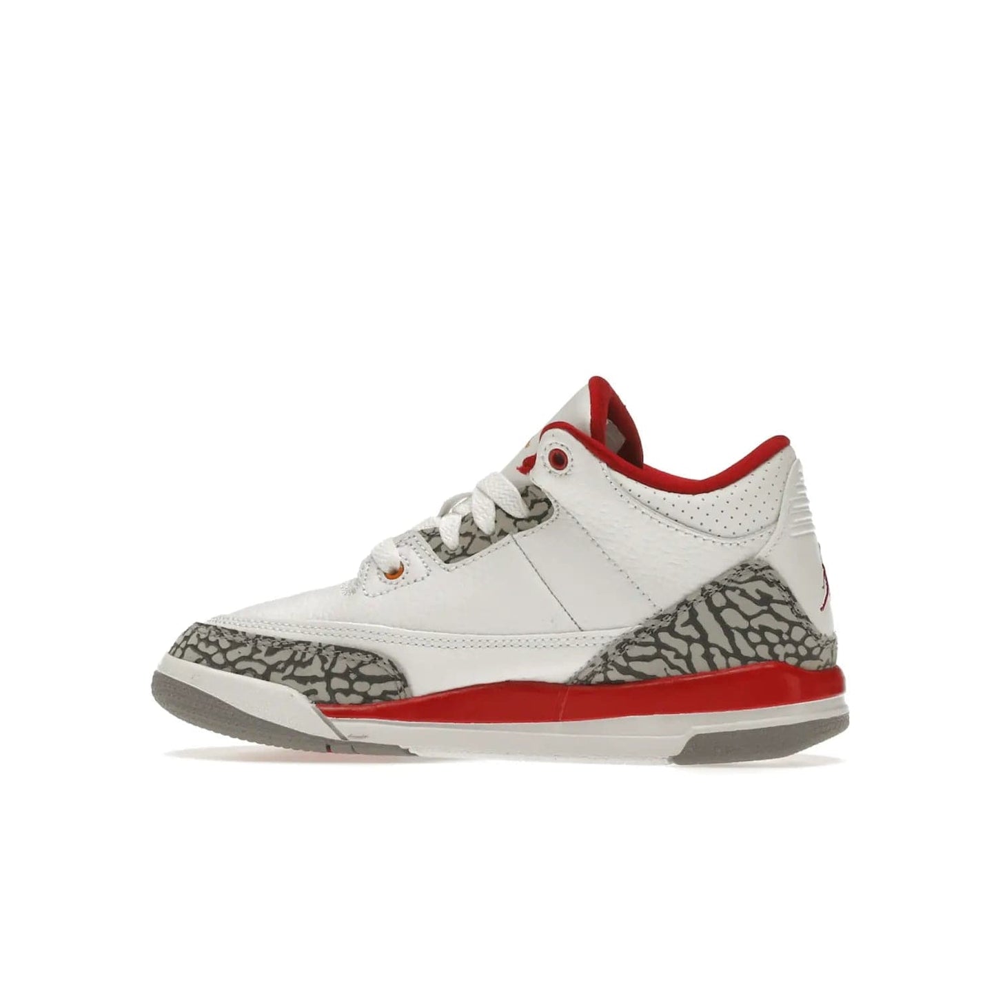 Jordan 3 Retro Cardinal (PS) - Image 20 - Only at www.BallersClubKickz.com - Add retro style to your sneaker collection with the Jordan 3 Retro Cardinal (PS). Featuring classic Jordan 3 details and colors of cardinal red, light curry, and cement grey. Available Feb. 2022.